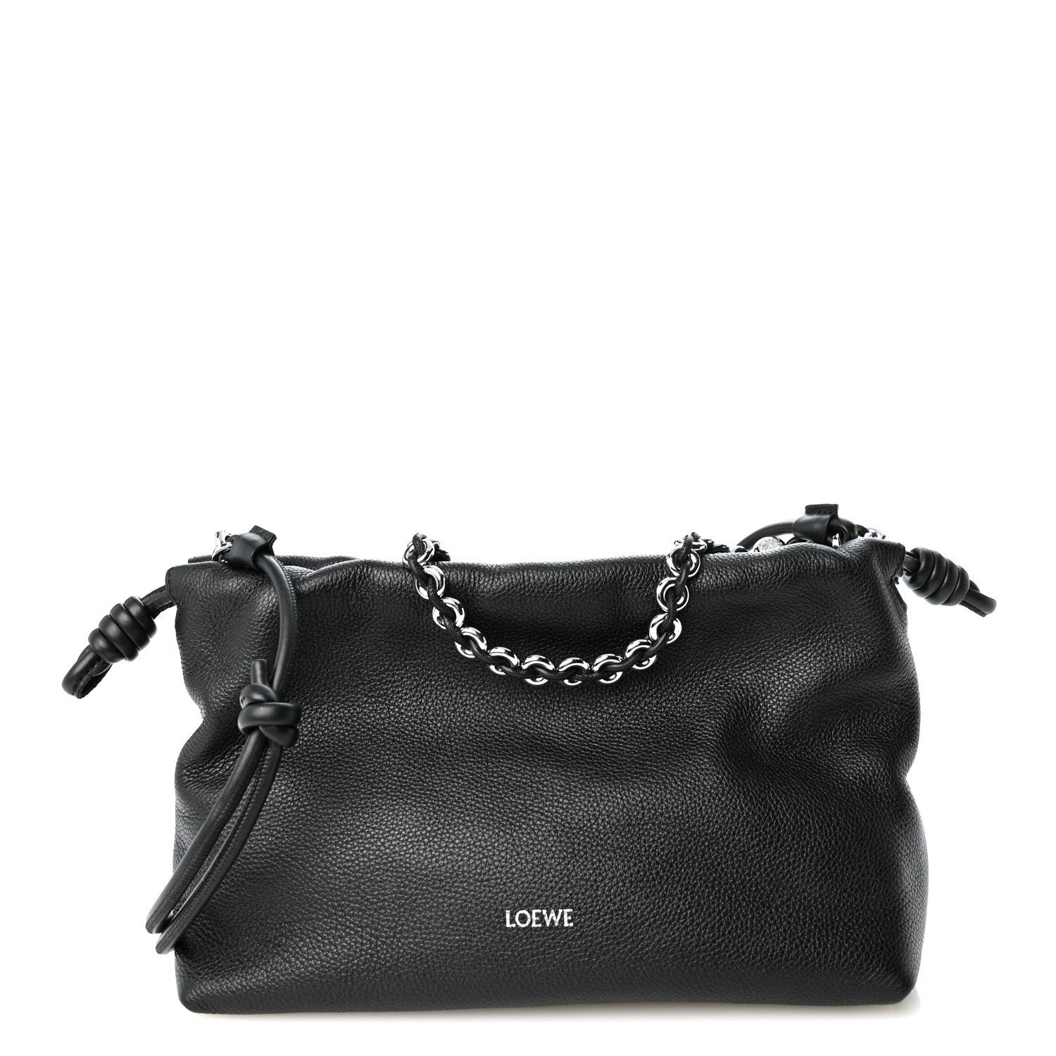 Loewe Mellow Nappa Medium Donut Chain Flamenco Knot Clutch Black