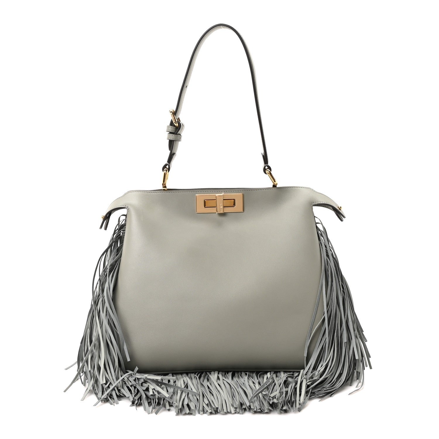 Fendi Fendi Vitello Fringe Medium Soft Peekaboo Matcha Latte