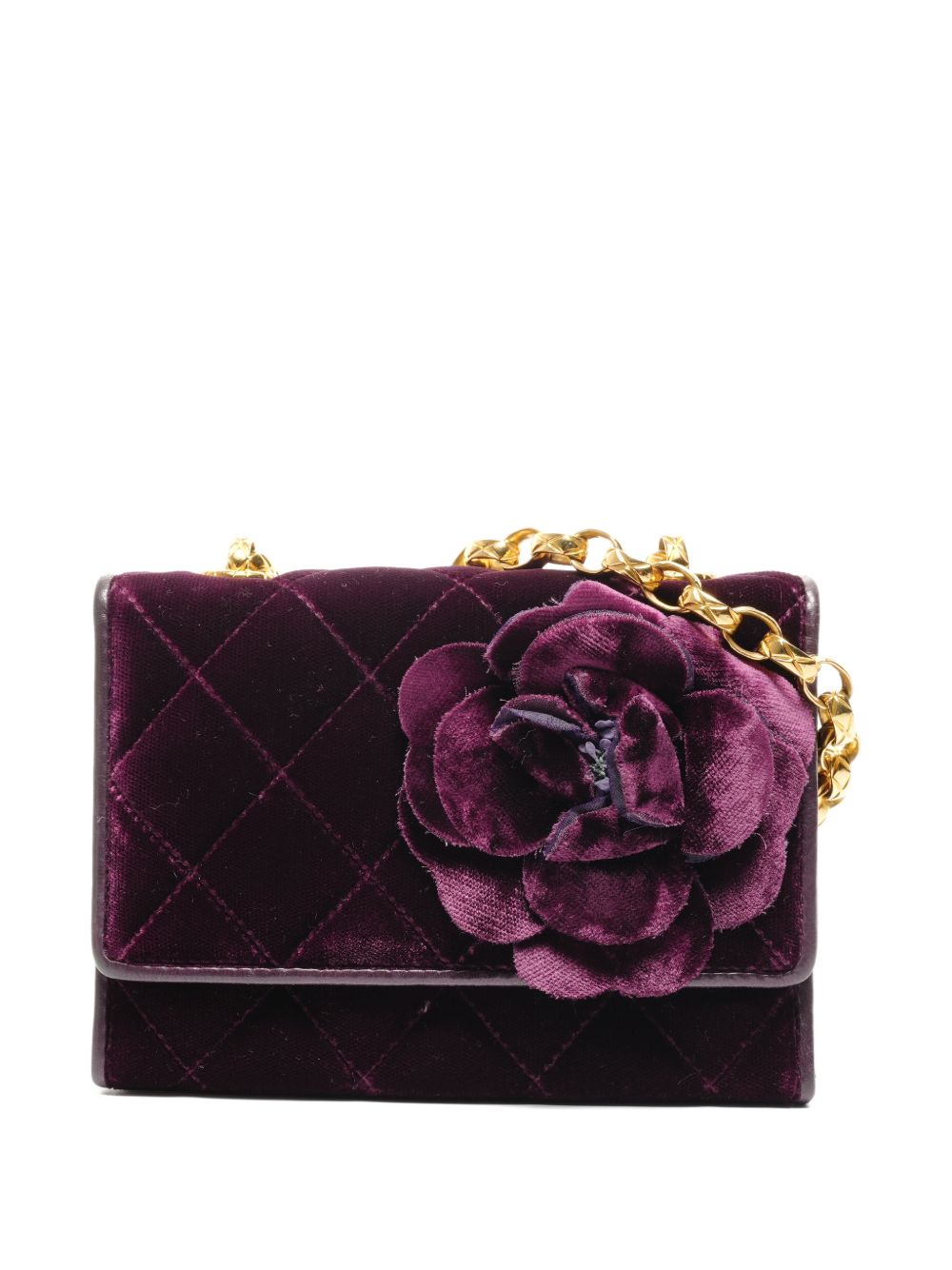 1990s mini Camellia velvet shoulder bag