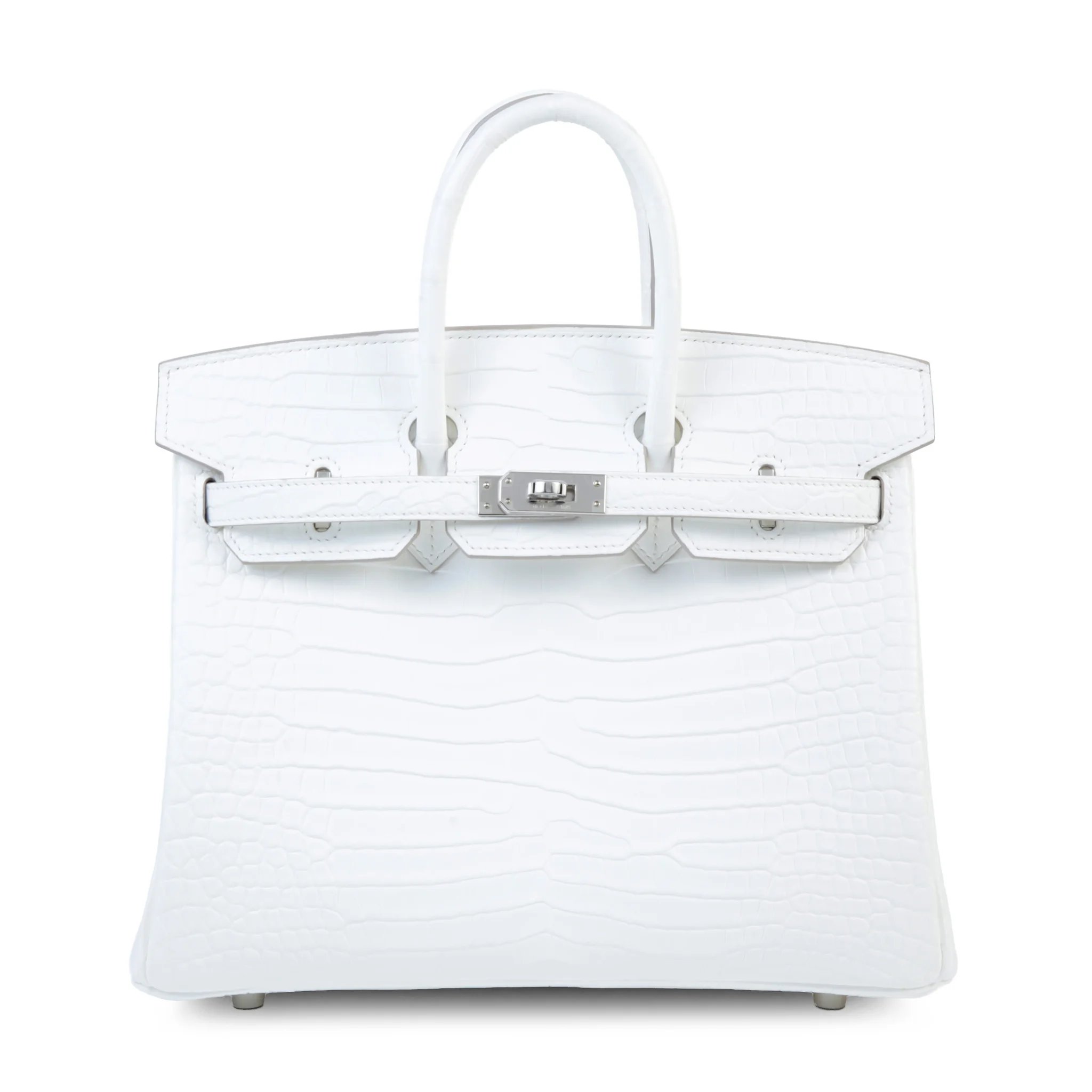 Brand New ( Rank N ) HERMÈS Birkin 25 Creme (Q3) Matte Porosus Crocodile Palladium hardware K (2025)