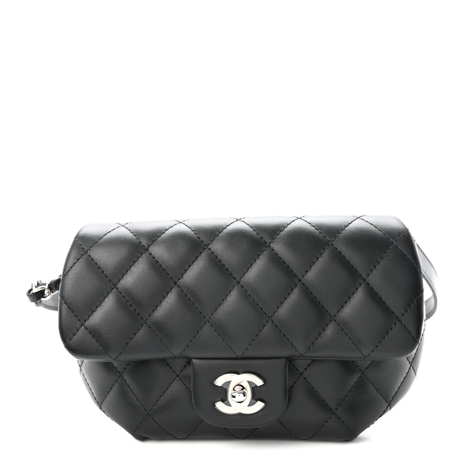 Chanel Calfskin Quilted CC Uniform Flap Belt Bag Black