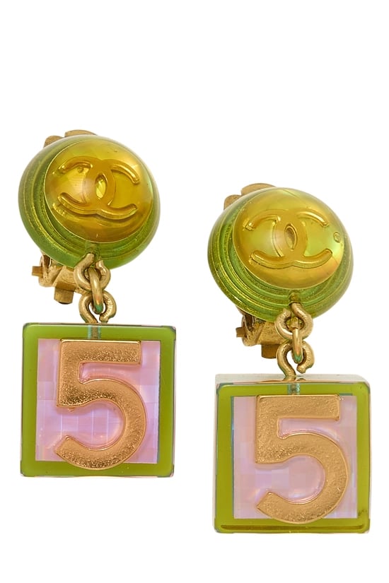 Multicolor Acrylic No. 5 Cube Earrings