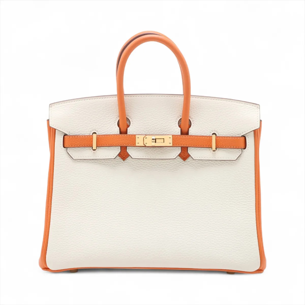 Hermès Birkin 25 Le Tournay Togo New white x orange Gold Metal Fittings
