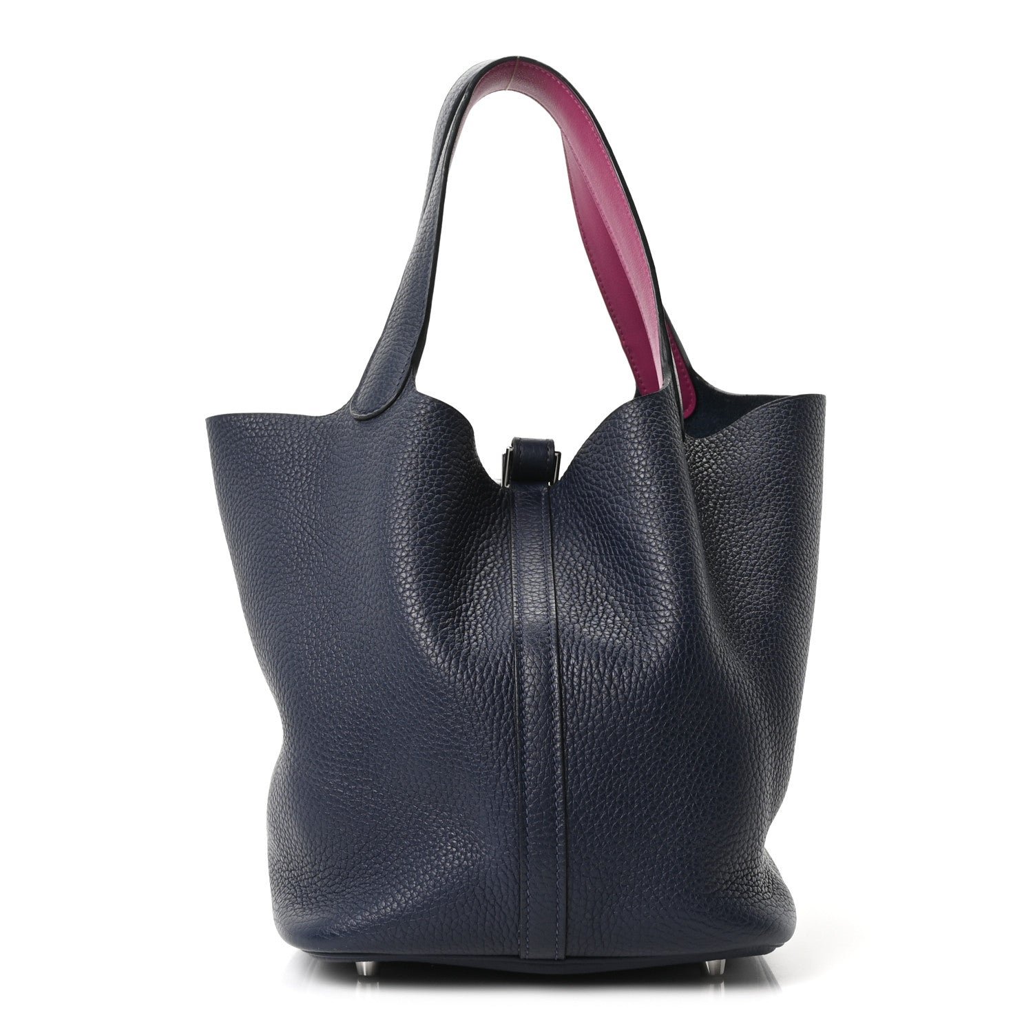 Hermes Taurillon Clemence Picotin Lock 22 MM Bleu Nuit Rose Pourpre