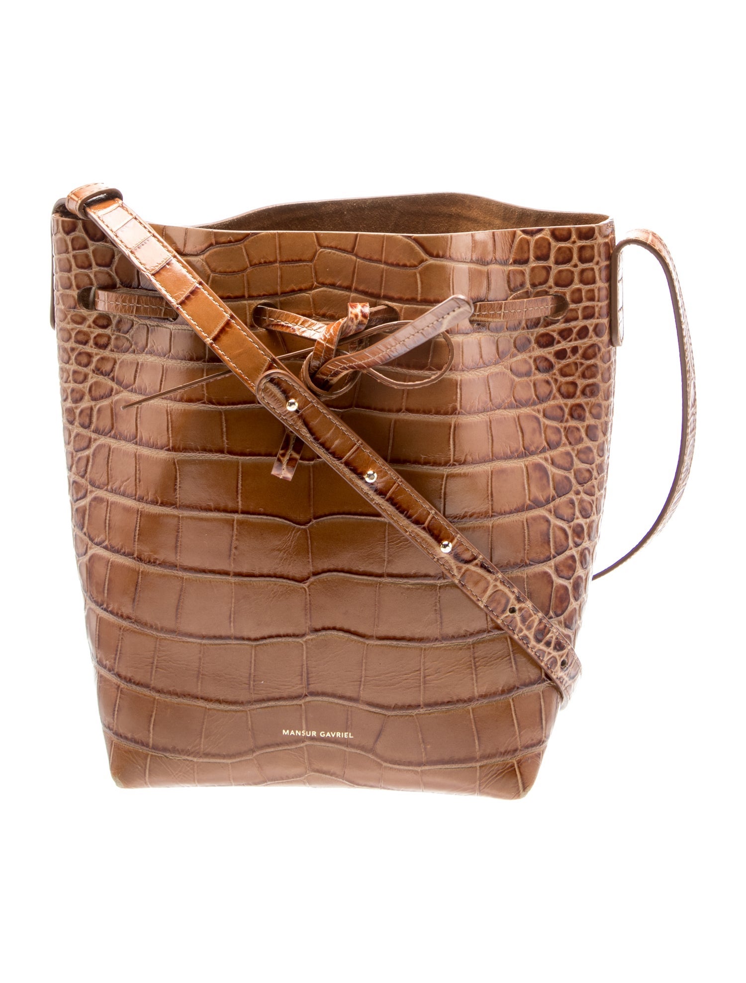 Embossed Leather Bucket Bag