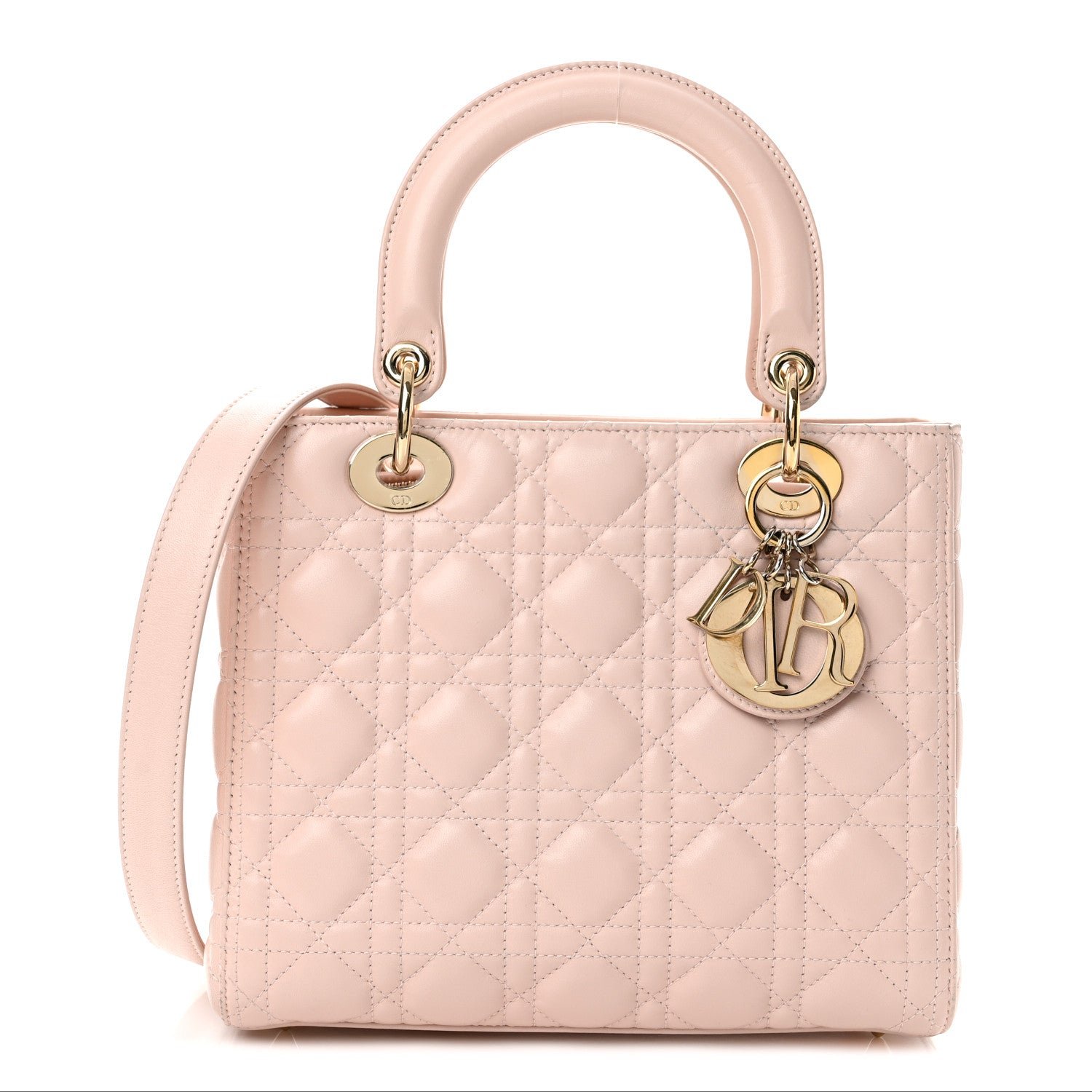 Christian Dior Lambskin Cannage Medium Lady Dior Light Pink