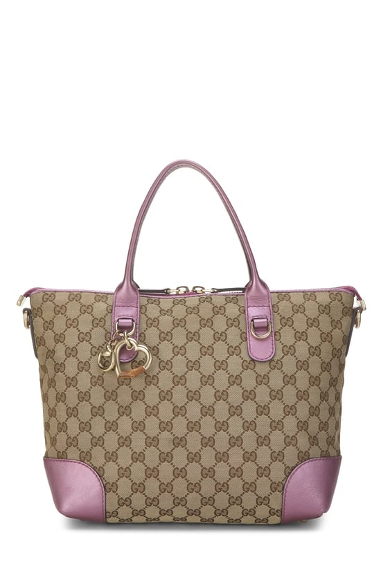 Pink Original GG Canvas Heart Bit Zip Tote
