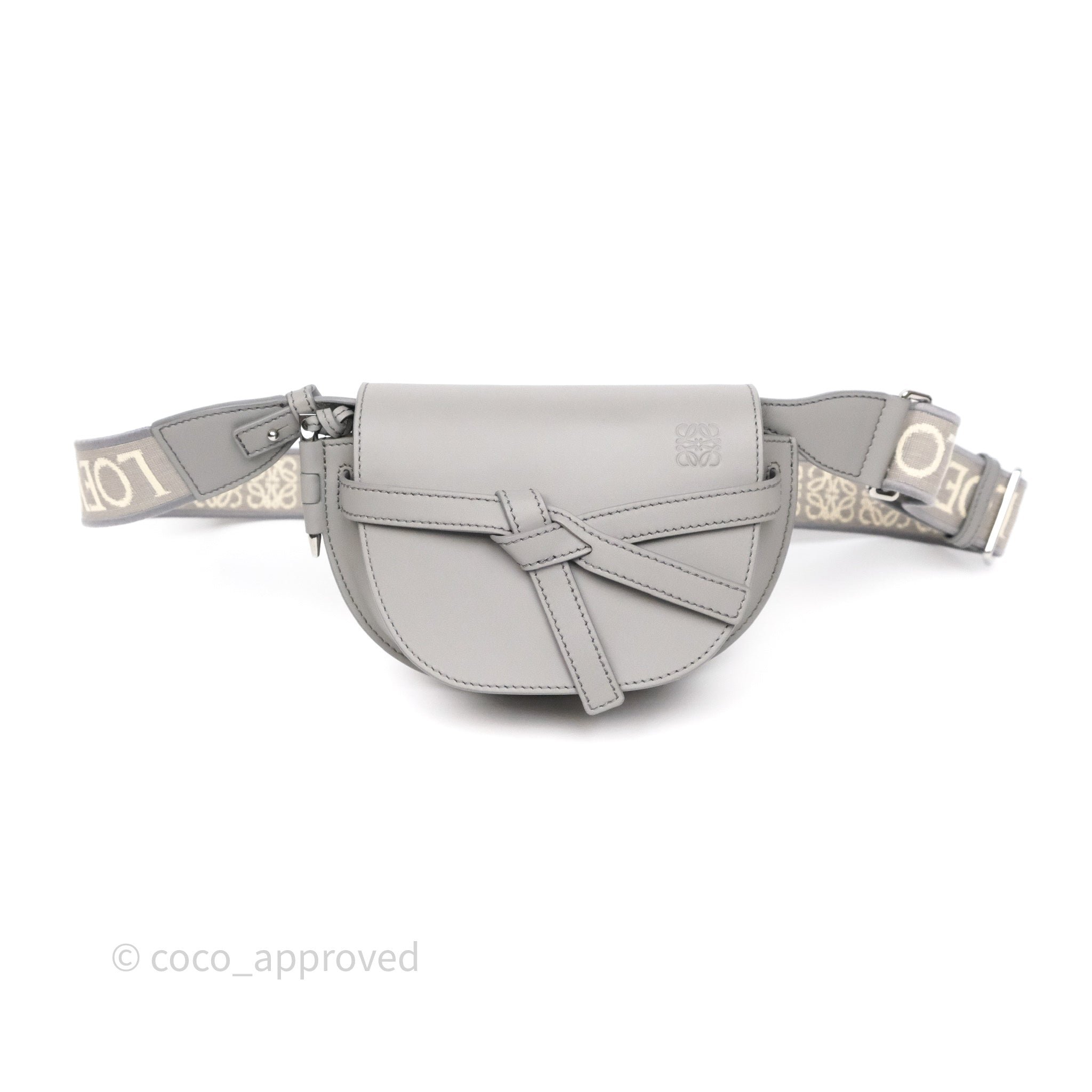 Loewe Mini Gate Dual Bag Grey Soft Calfskin Jacquard Strap