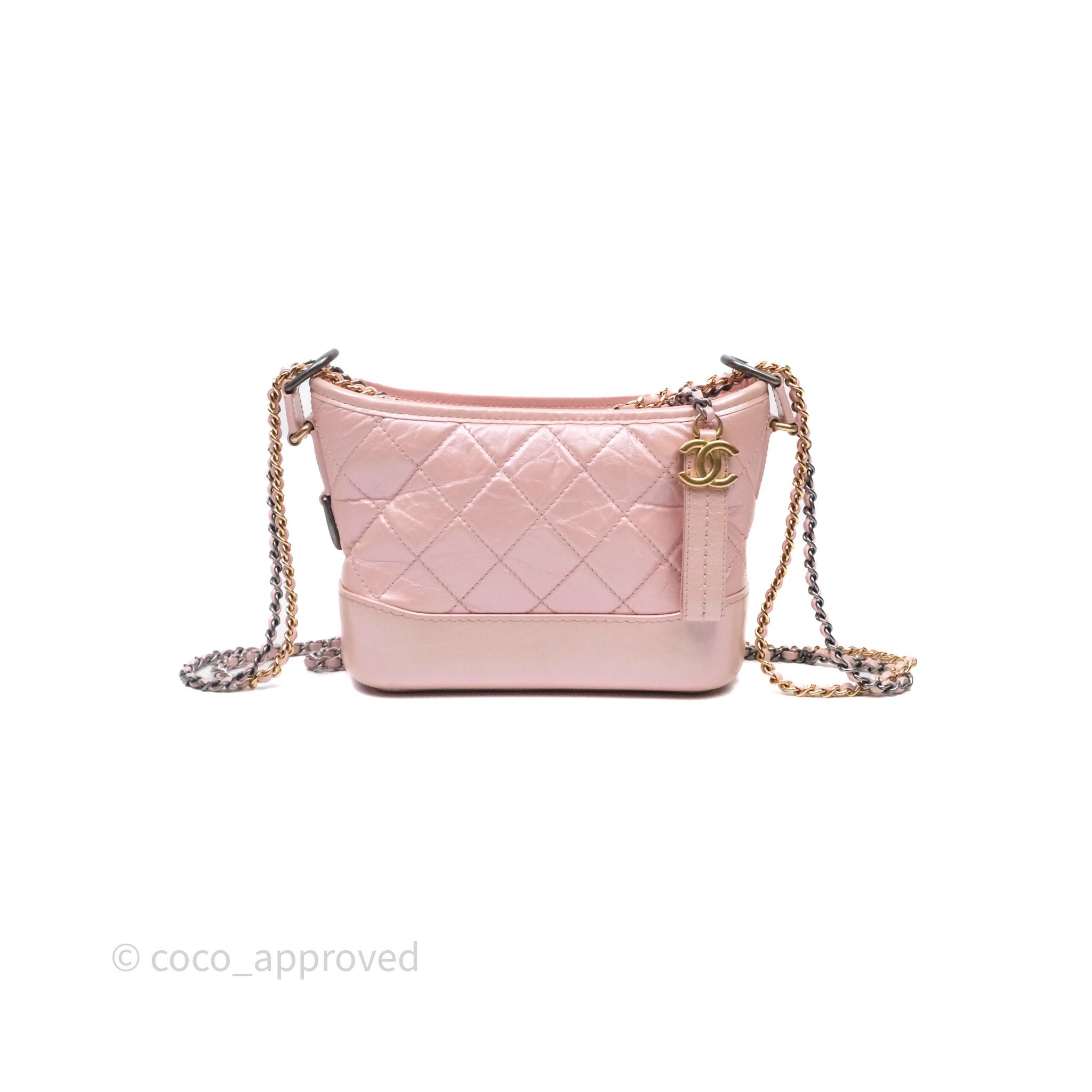 Chanel Small Gabrielle Hobo Iridescent Pink Aged Calfskin Mixed Hardware