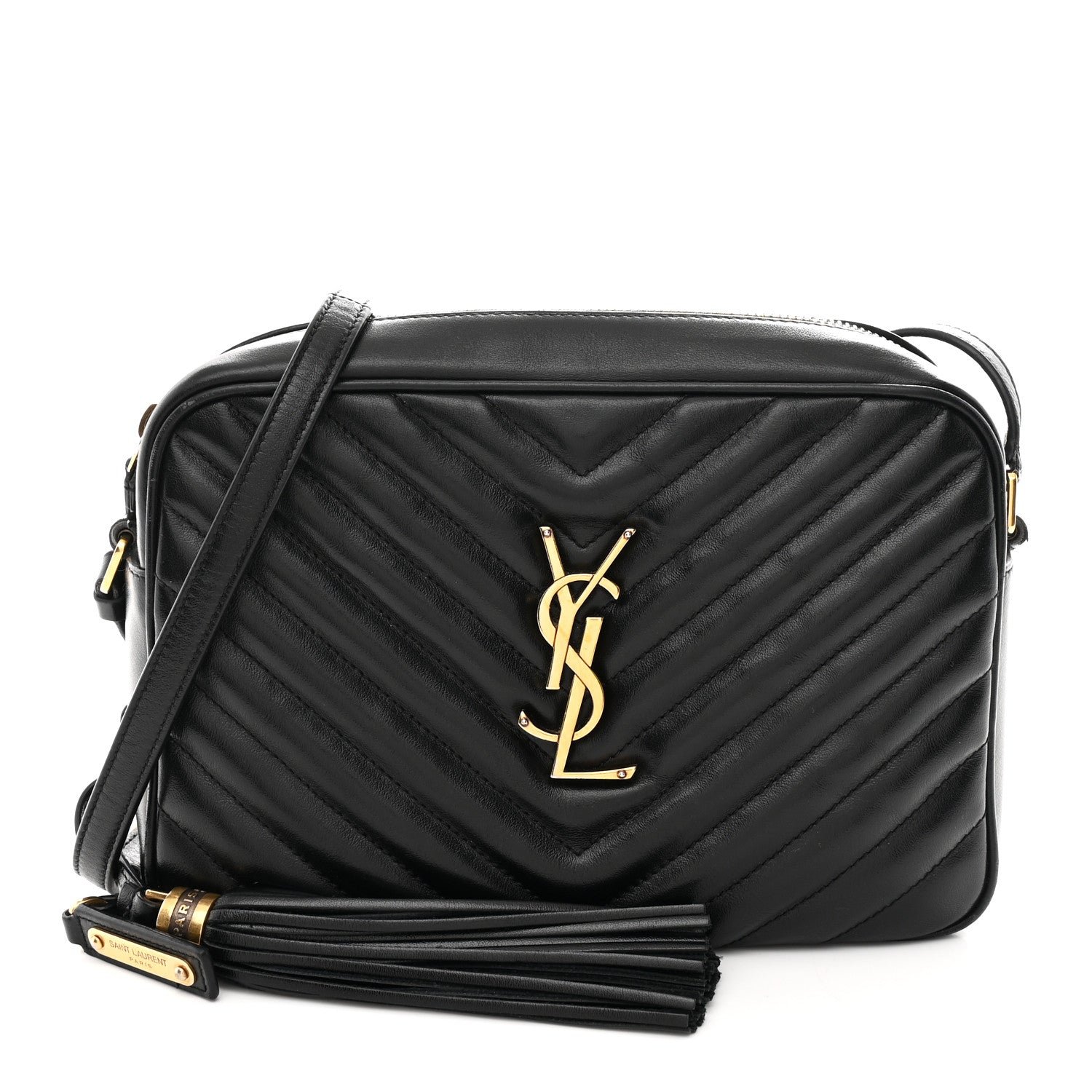 Saint Laurent Saint Laurent Calfskin Matelasse Monogram Lou Camera Bag Black
