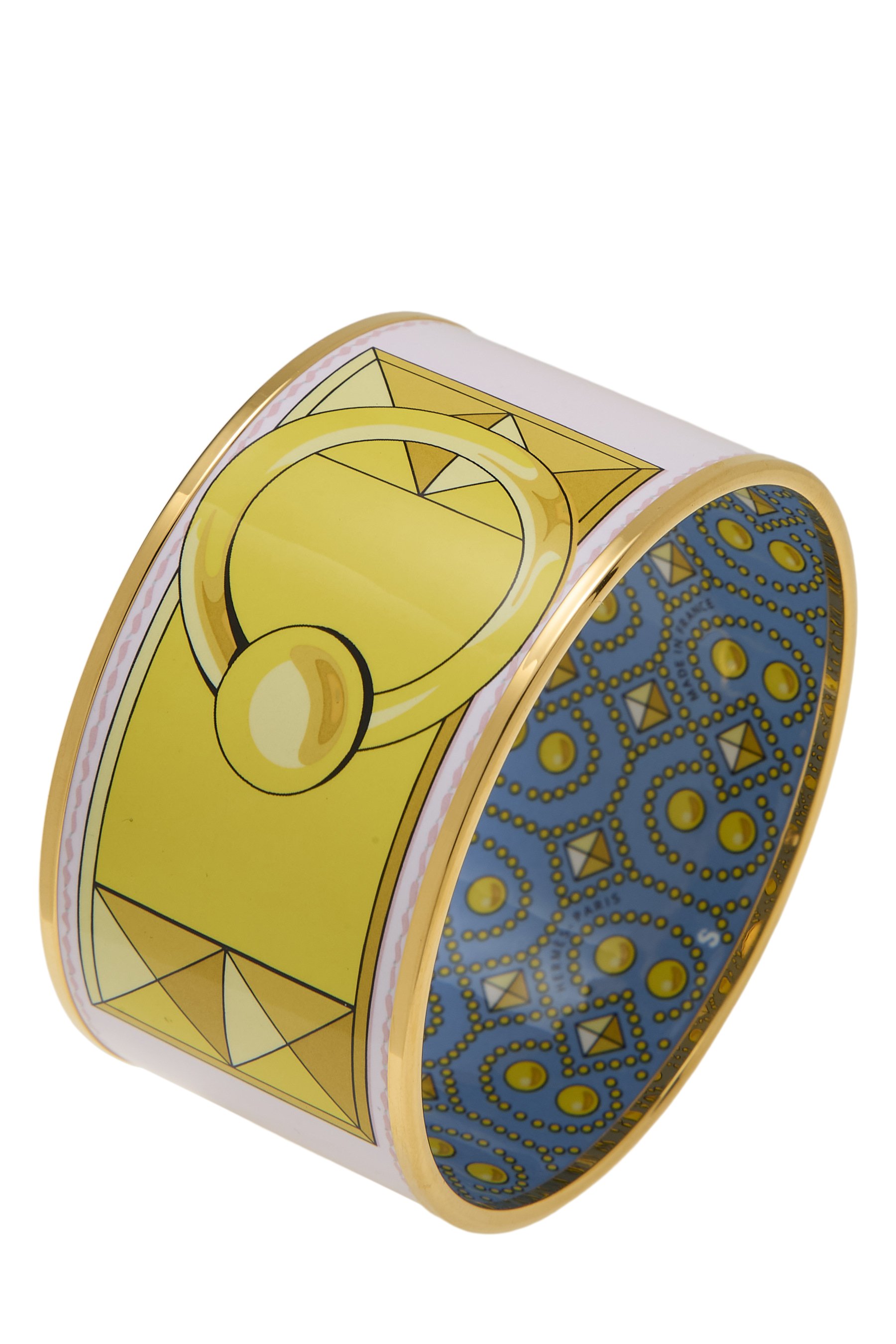 Yellow Enamel Collier de Chien Bangle Extra Wide