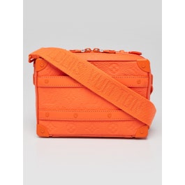 Louis Vuitton Orange Taurillon Monogram Embossed Leather Soft Trunk Bag