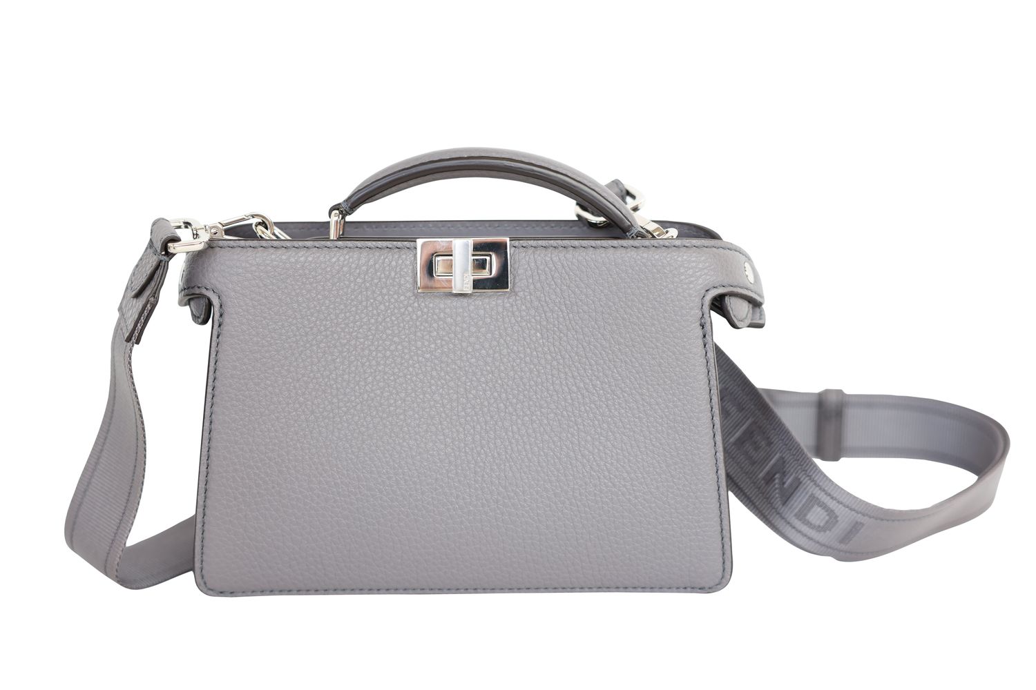 Fendi Fendi Peekaboo ISeeU X-Cross Bag, Gray Leather and Silver Hardware, New No Dustbag WA001