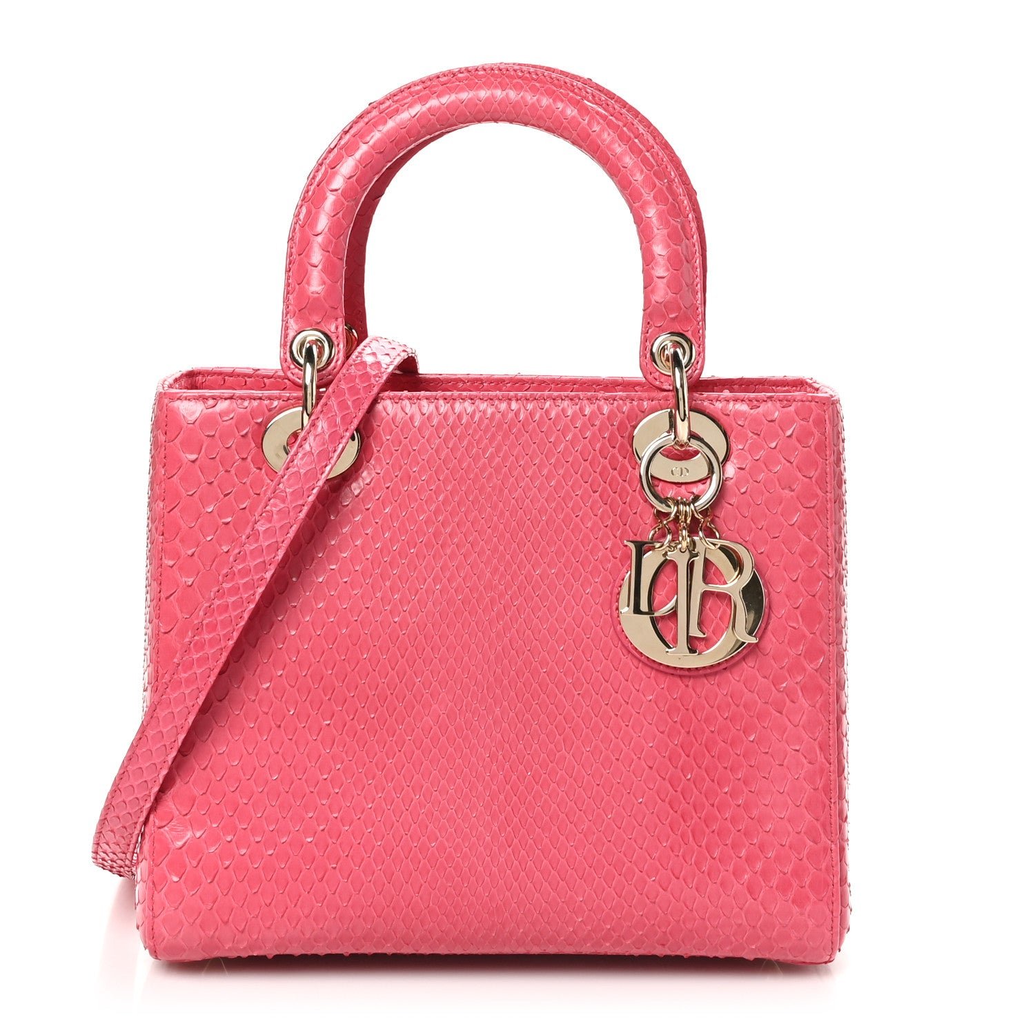 Dior Snakeskin Medium Lady Dior Pink
