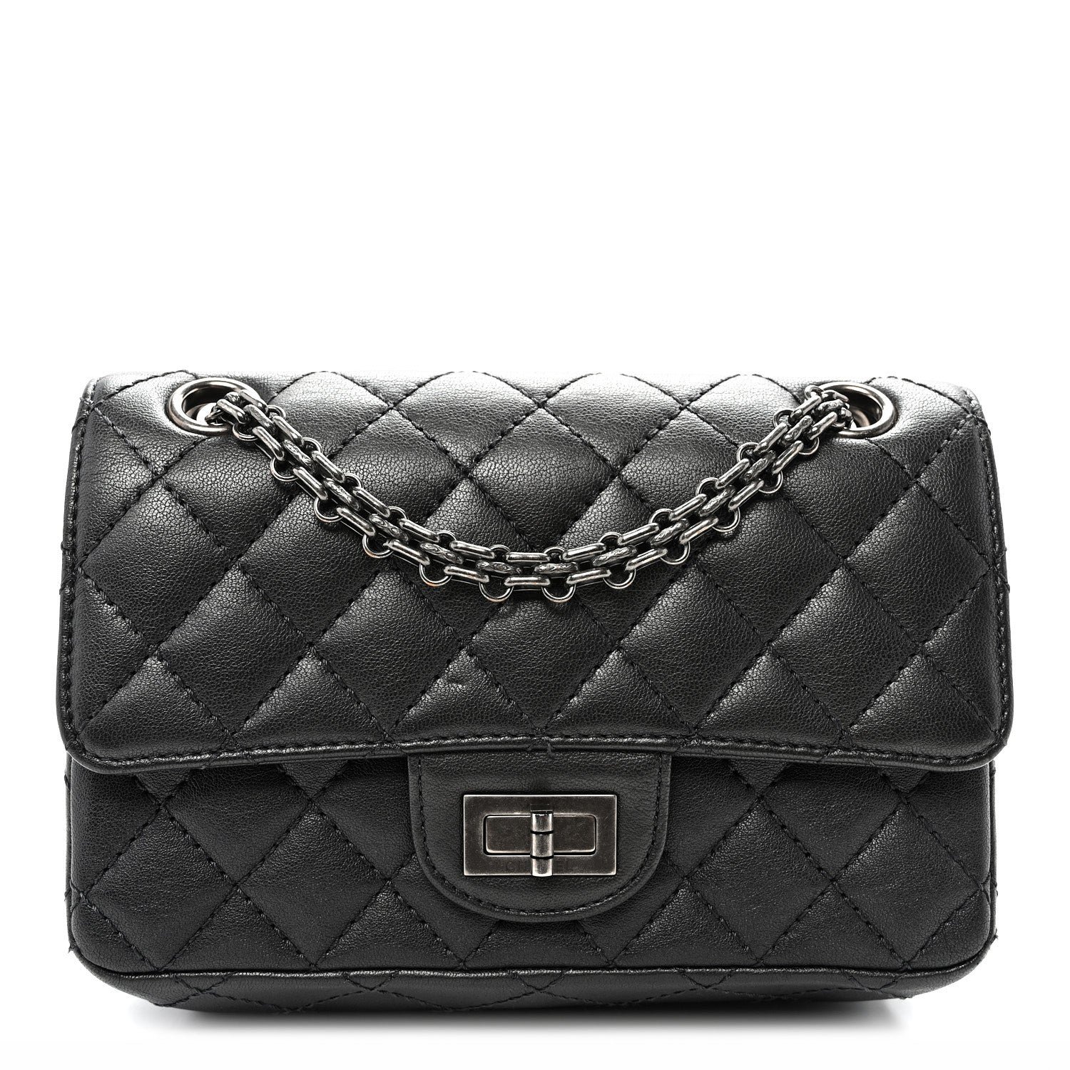 Chanel Metallic Sheepskin Quilted 2.55 Reissue Mini Flap Dark Silver