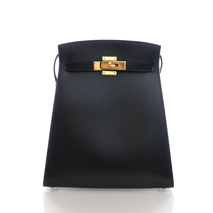 Hermes Vintage Noir Box Calf Kelly Sport MM