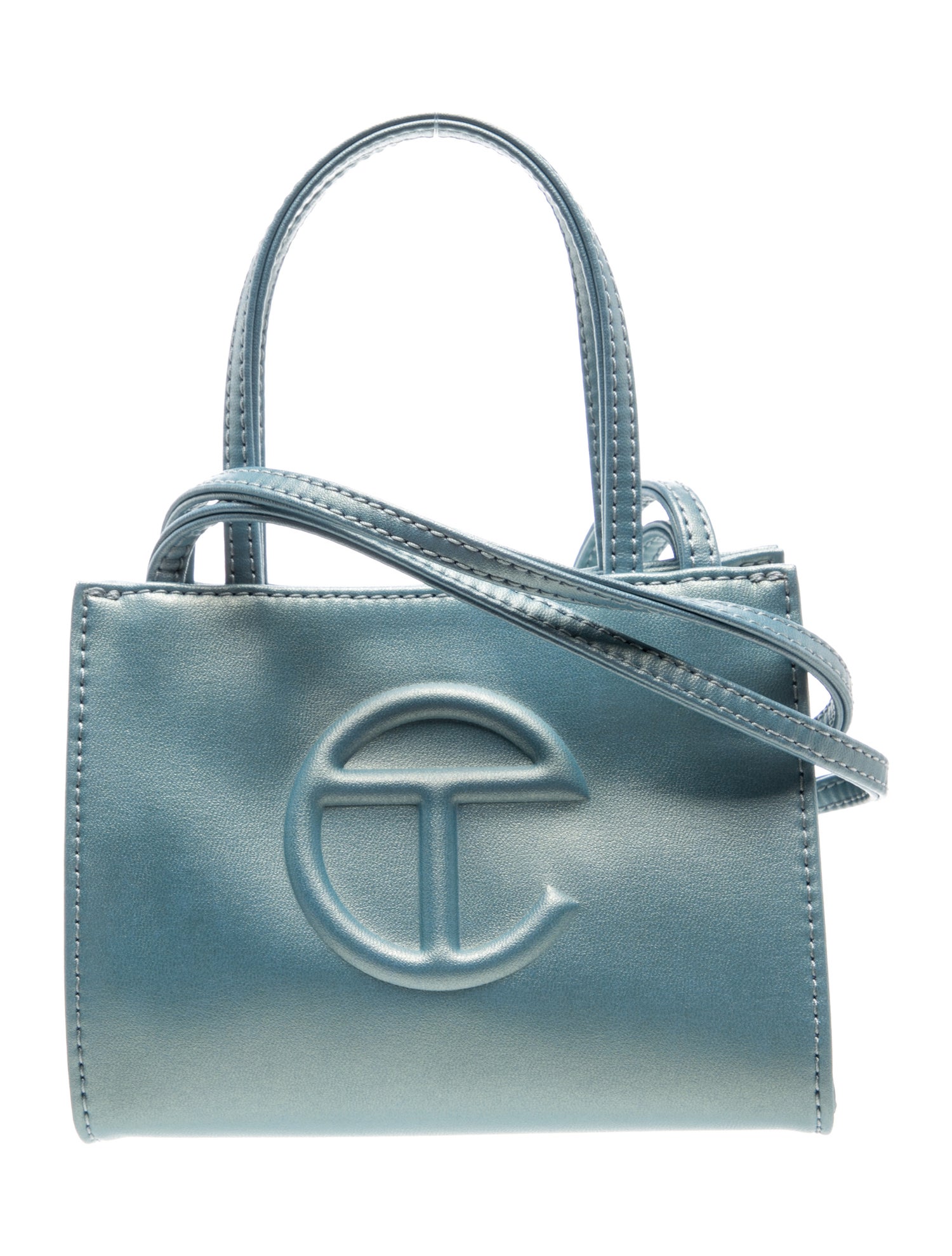 Vegan Leather small blue ray shopping bag Small