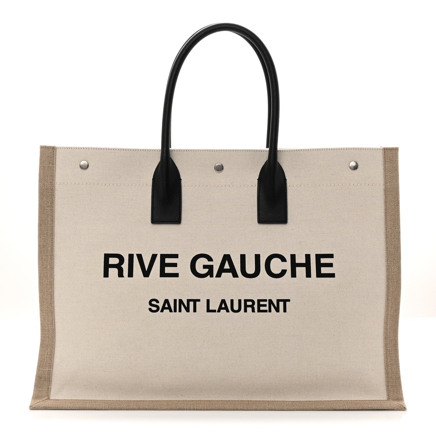Saint Laurent Linen Calfskin Rive Gauche Tote Optic White