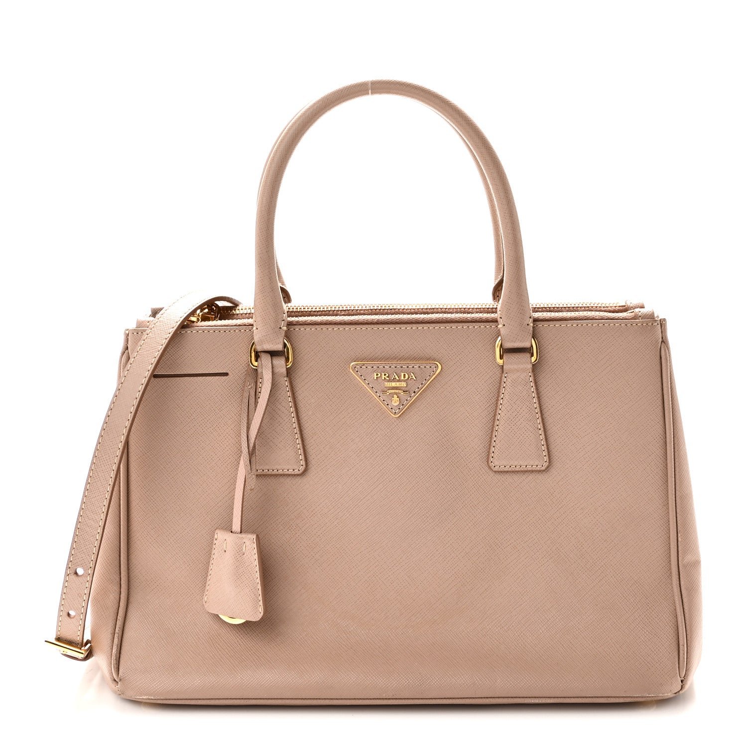 Prada Saffiano Medium Galleria Double Zip Tote Cammeo