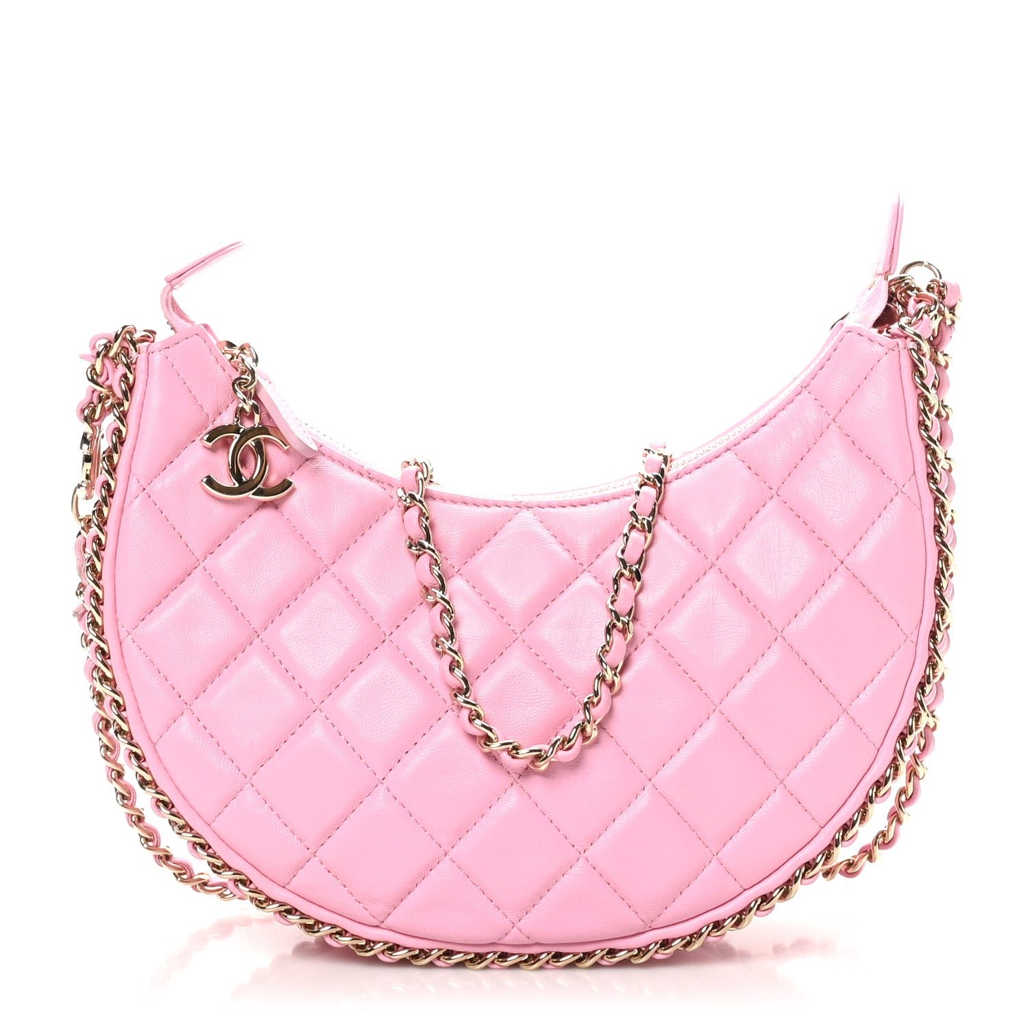 Chanel Lambskin Quilted Small Hobo Bag Pink