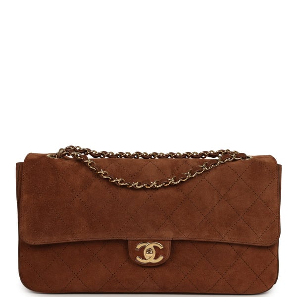 Chanel Maxi "Souplissimo" Small Flap Bag Camel Suede Gold Hardware