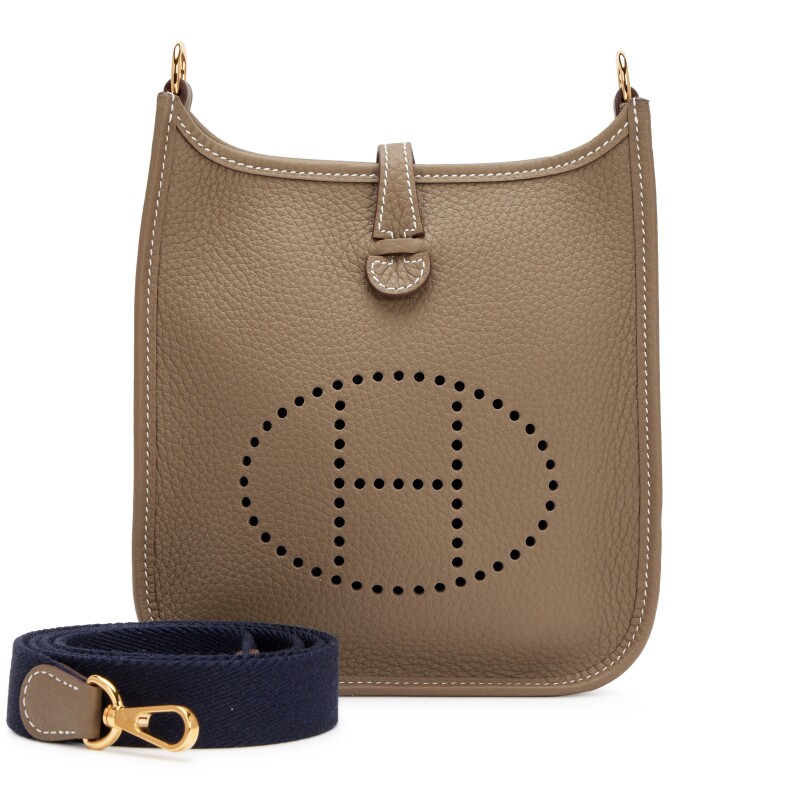 Hermes Etoupe Clemence Mini Evelyne II TPM 16 Gold Hardware, 2025
