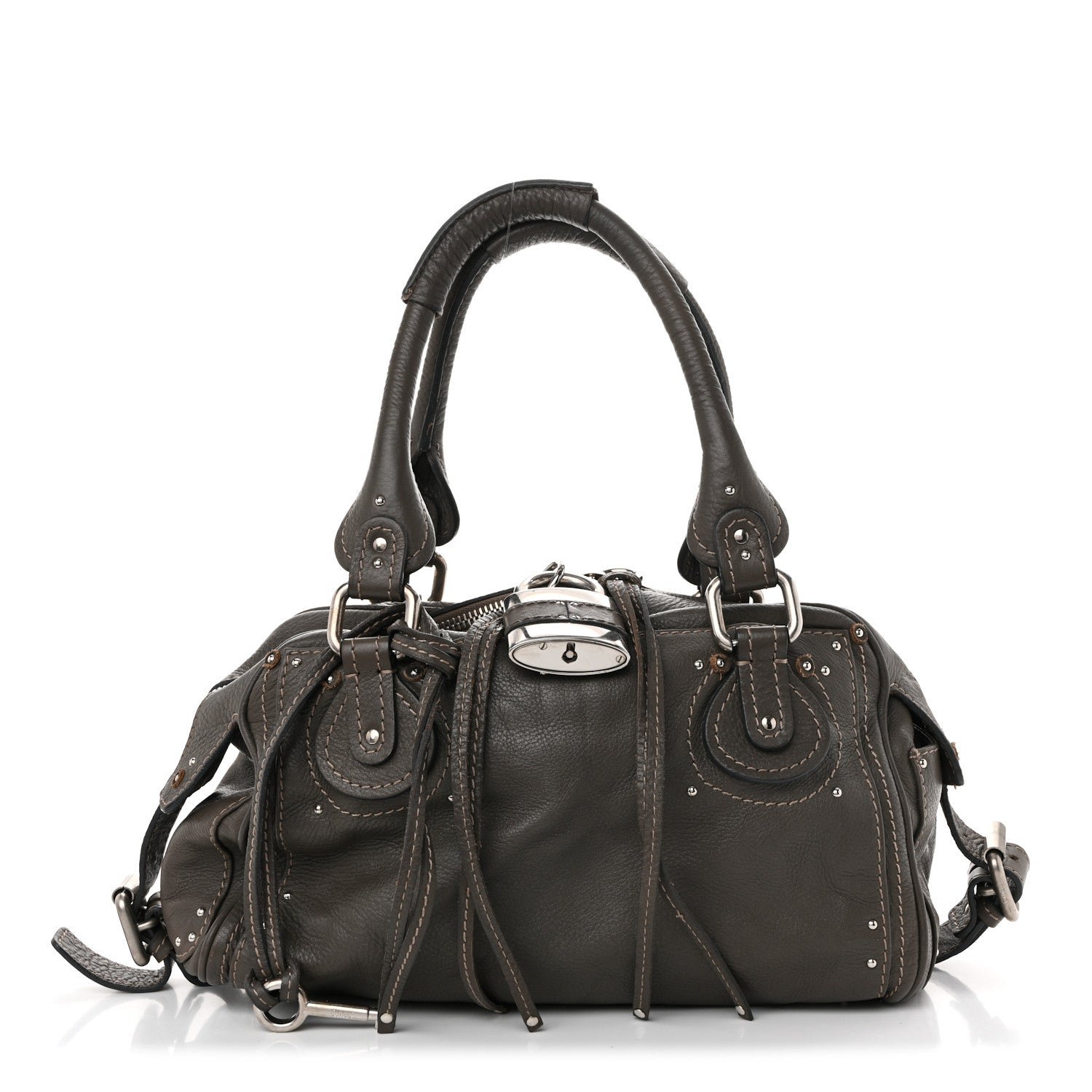 Chloe Chloe Calfskin Medium Paddington Satchel Gris Vert