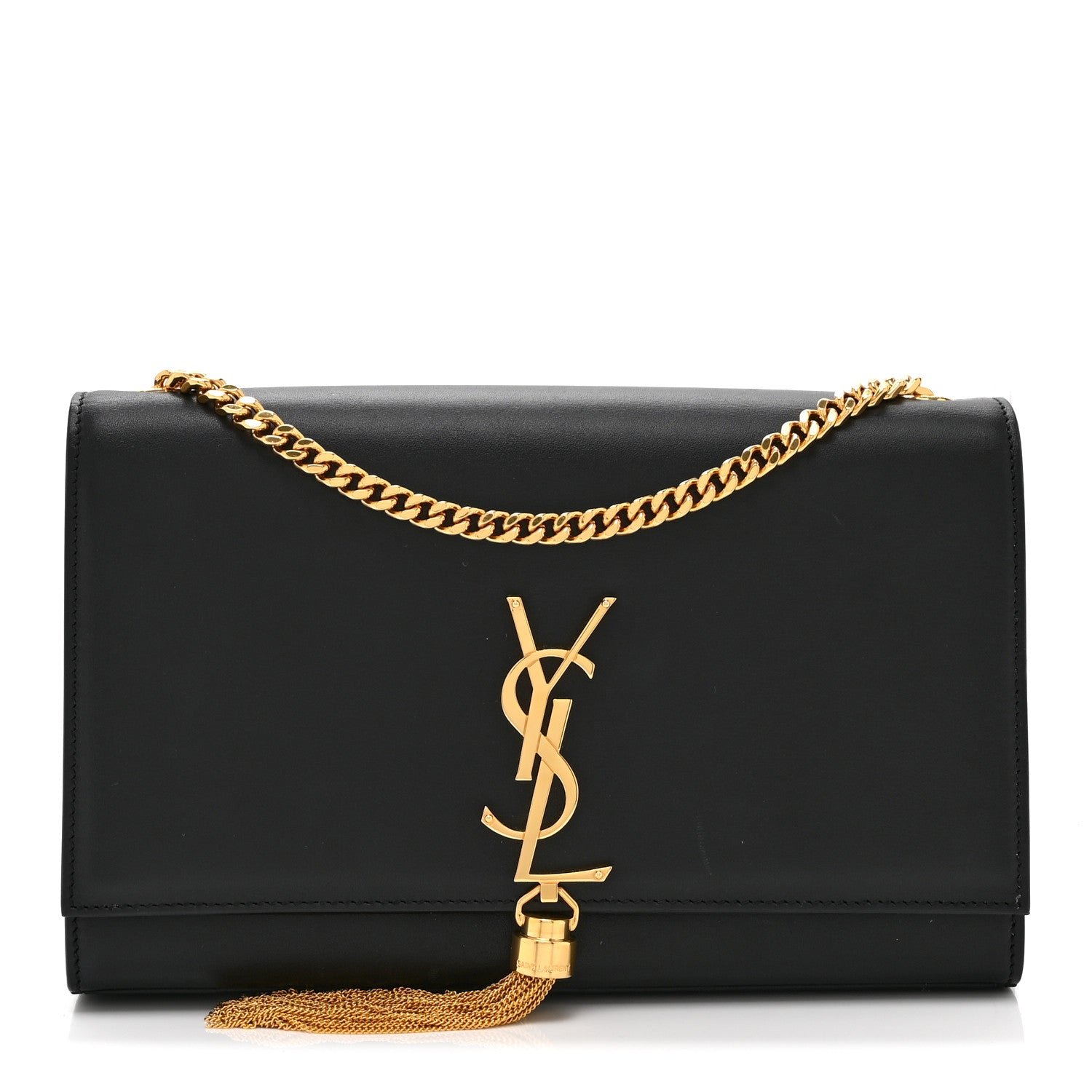 Saint Laurent Smooth Calfskin Medium Classic Monogram Kate Tassel Satchel Black