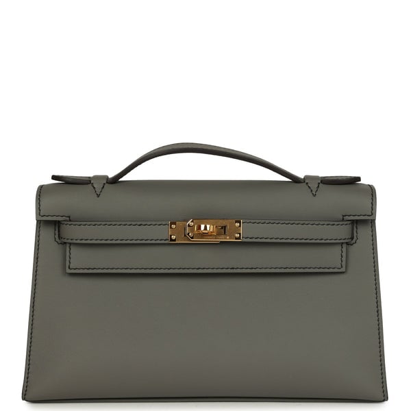 Hermes Hermes Special Order (HSS) Kelly Pochette Gris Meyer Verso Swift Gold Hardware