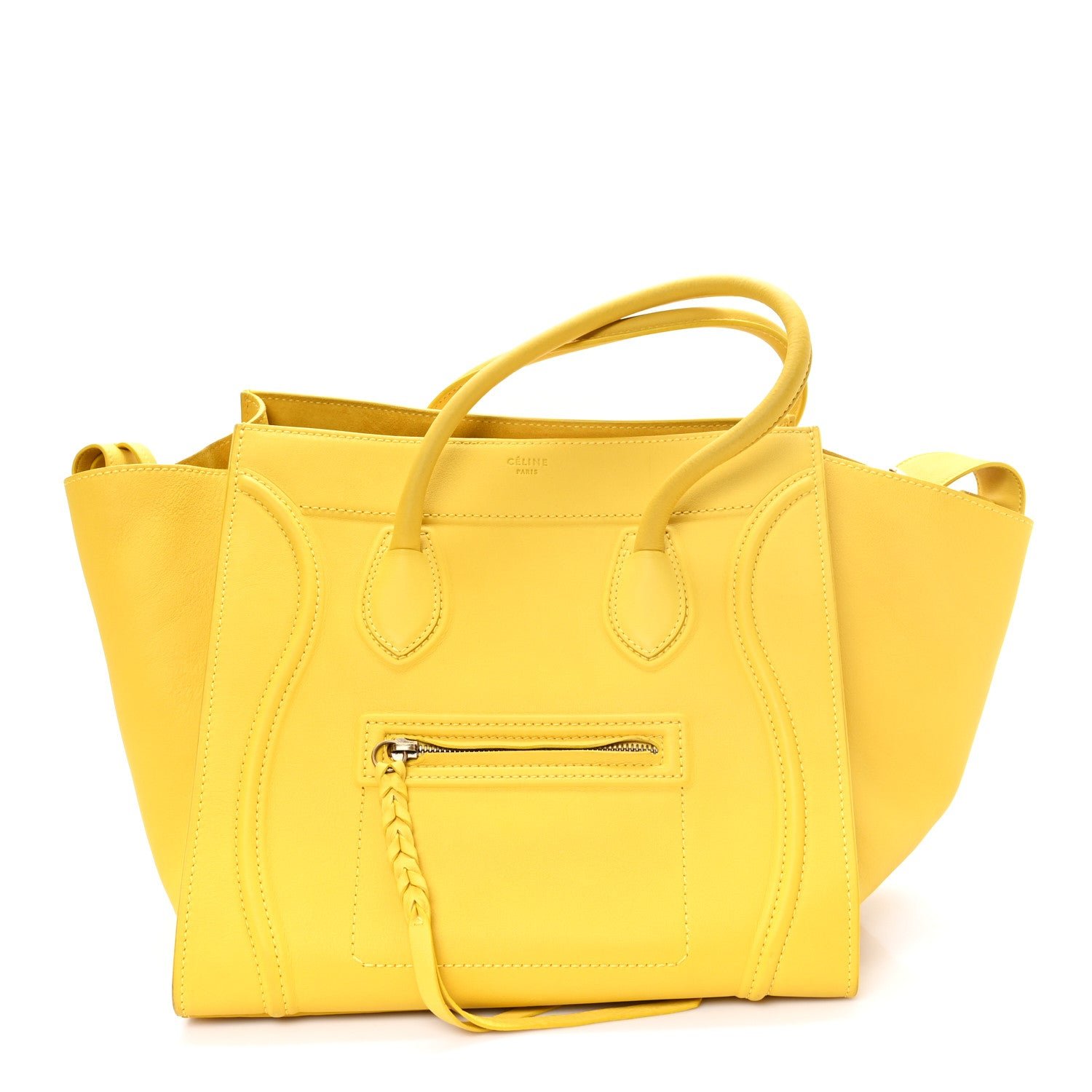 Celine Grained Calfskin Medium Phantom Luggage Sun Yellow