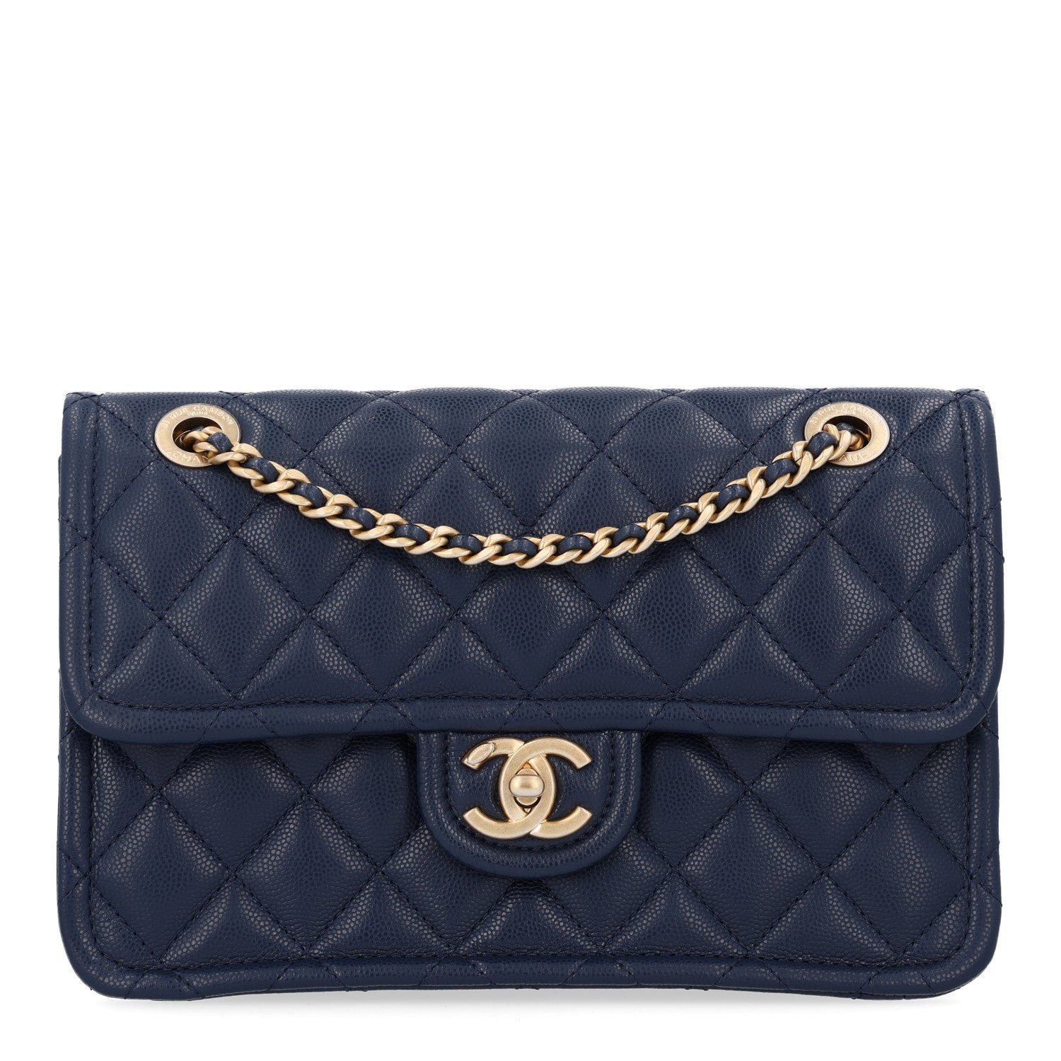 Chanel Caviar Quilted Medium Sweet Classic Flap Navy Blue