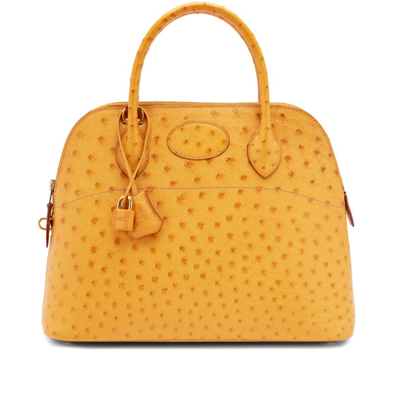 Hermes Vintage Saffron Ostrich Bolide 31 Gold Hardware, 2000