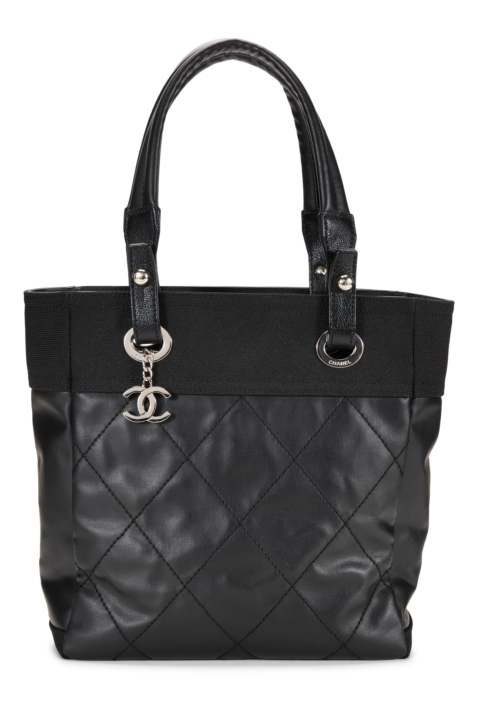 Black Quilted Coated Canvas Paris Biarritz Tote