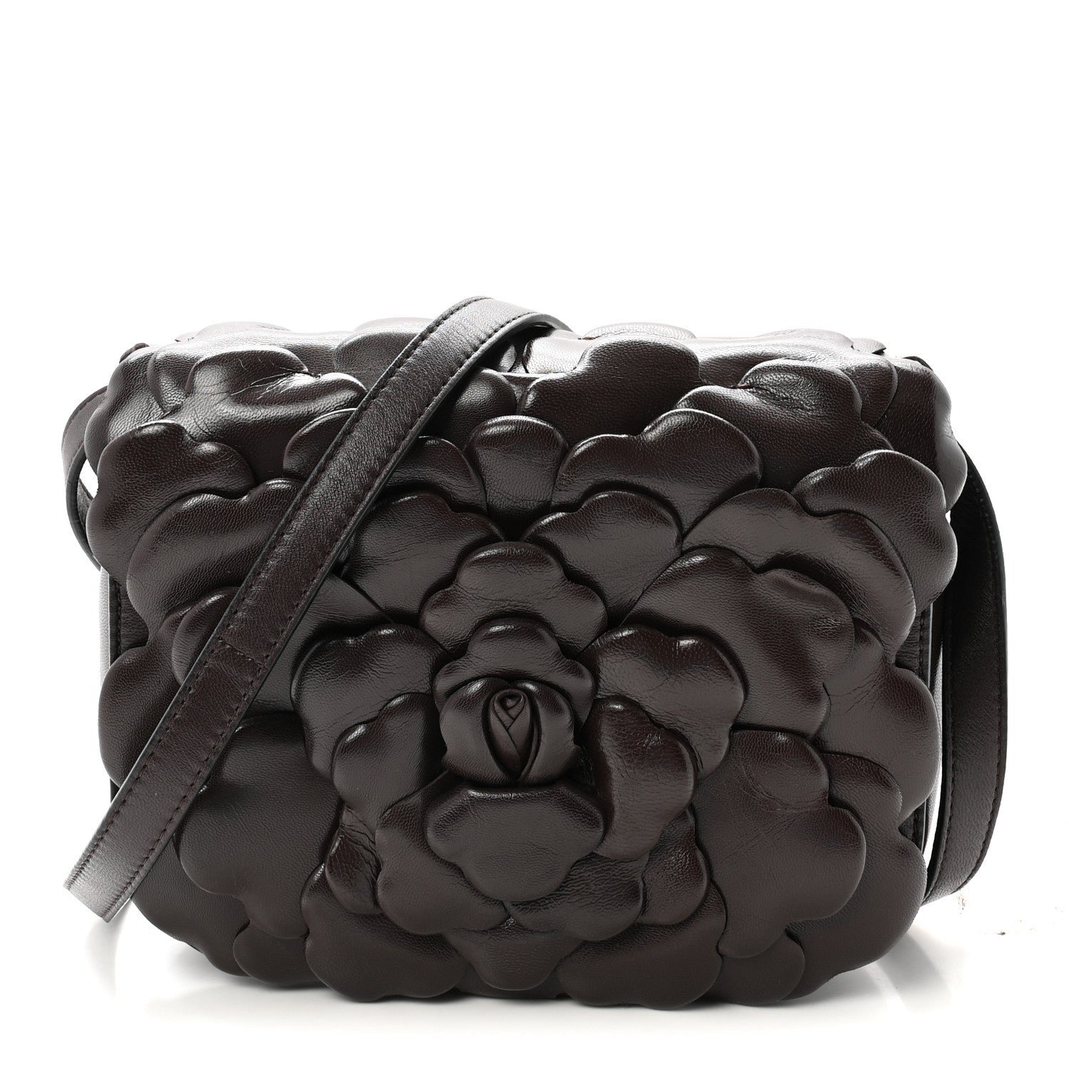 Valentino Garavani Nappa Atelier 03 Rose Edition Small Flap Crossbody Bag Dark Brown