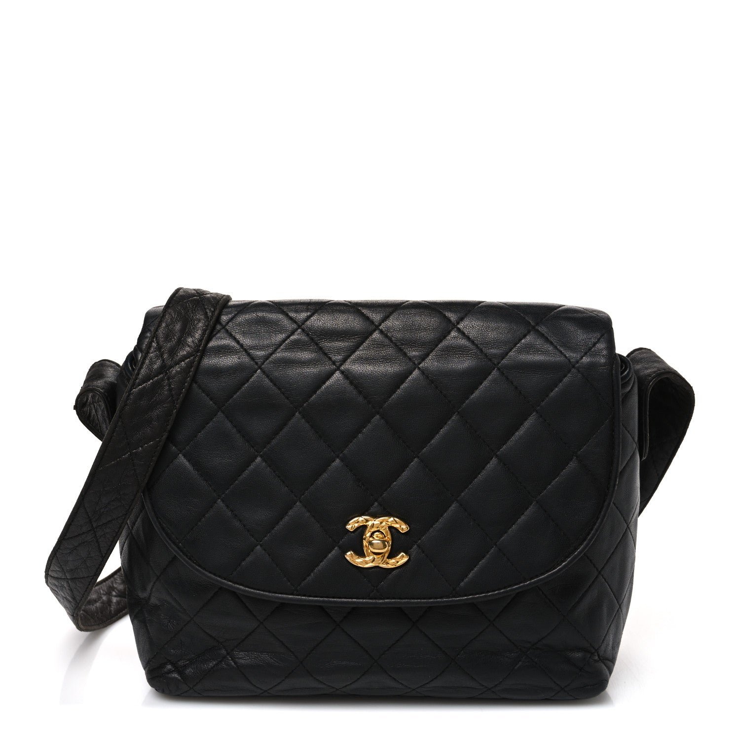 Chanel Lambskin Quilted Flap Shoulder Bag Black