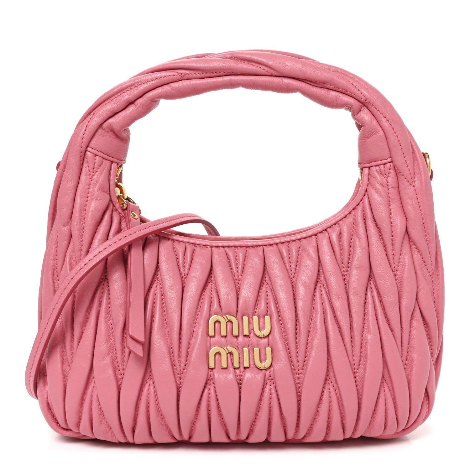 Miu Miu Nappa Matelasse Small Wander Hobo Pink