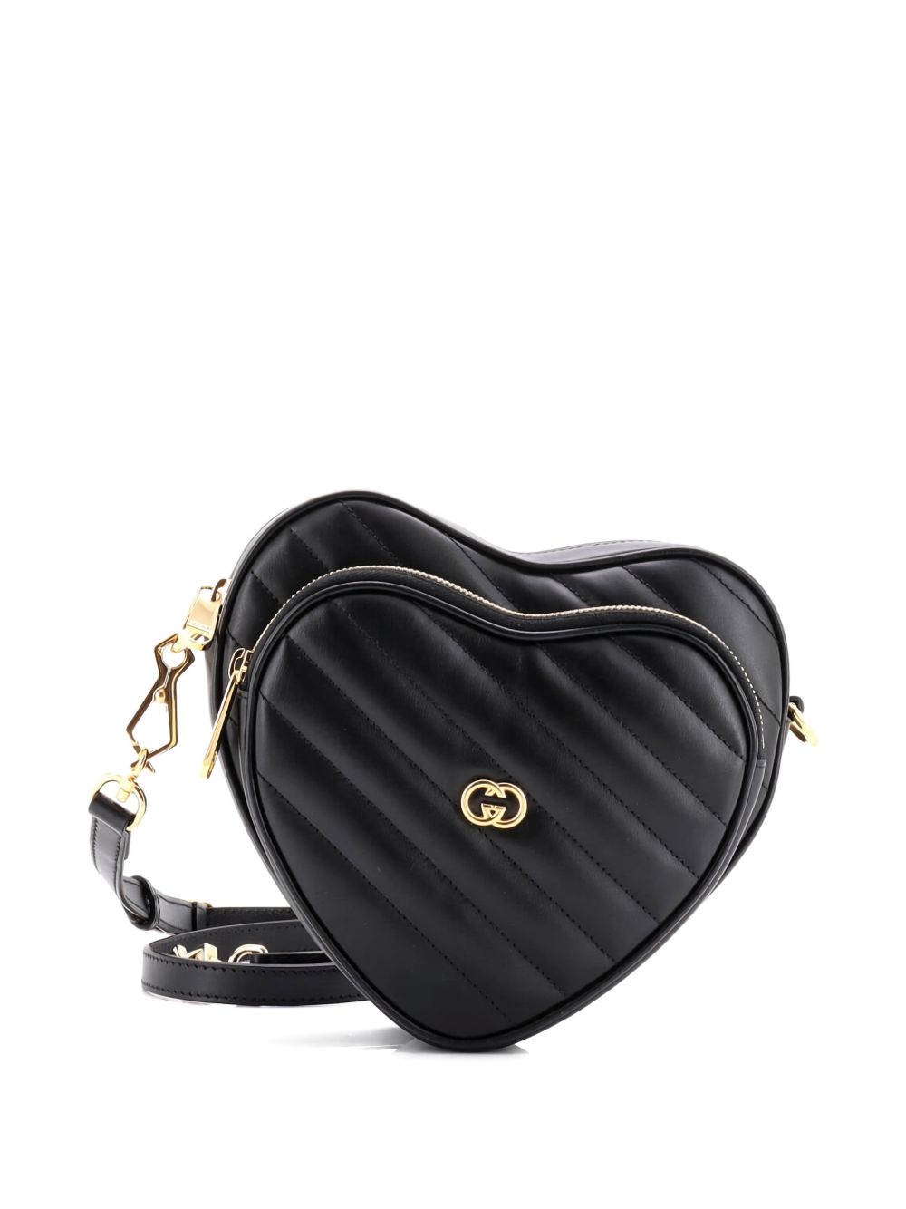 Interlocking G Heart Diagonal Quilted Leather Mini shoulder bag