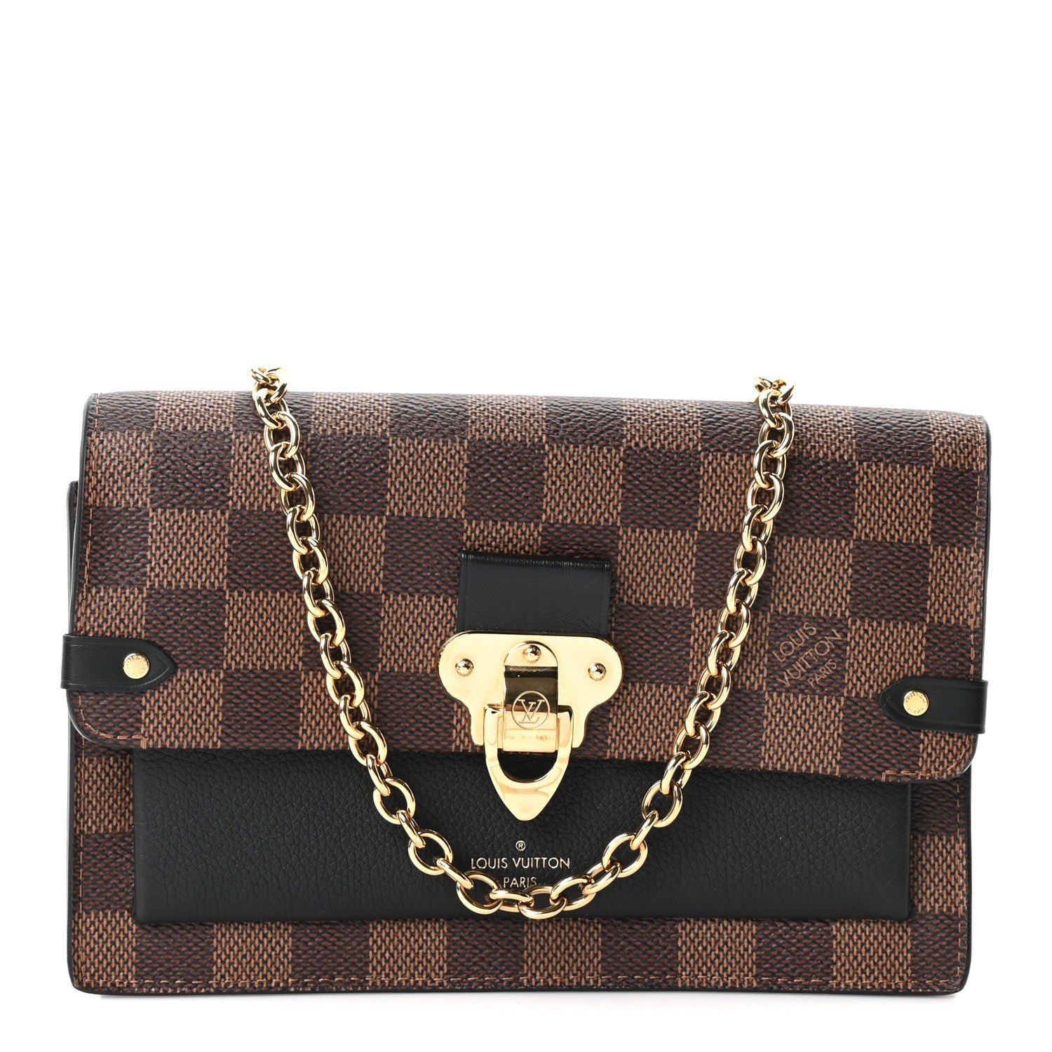 Louis Vuitton Damier Ebene Vavin Chain Wallet Black