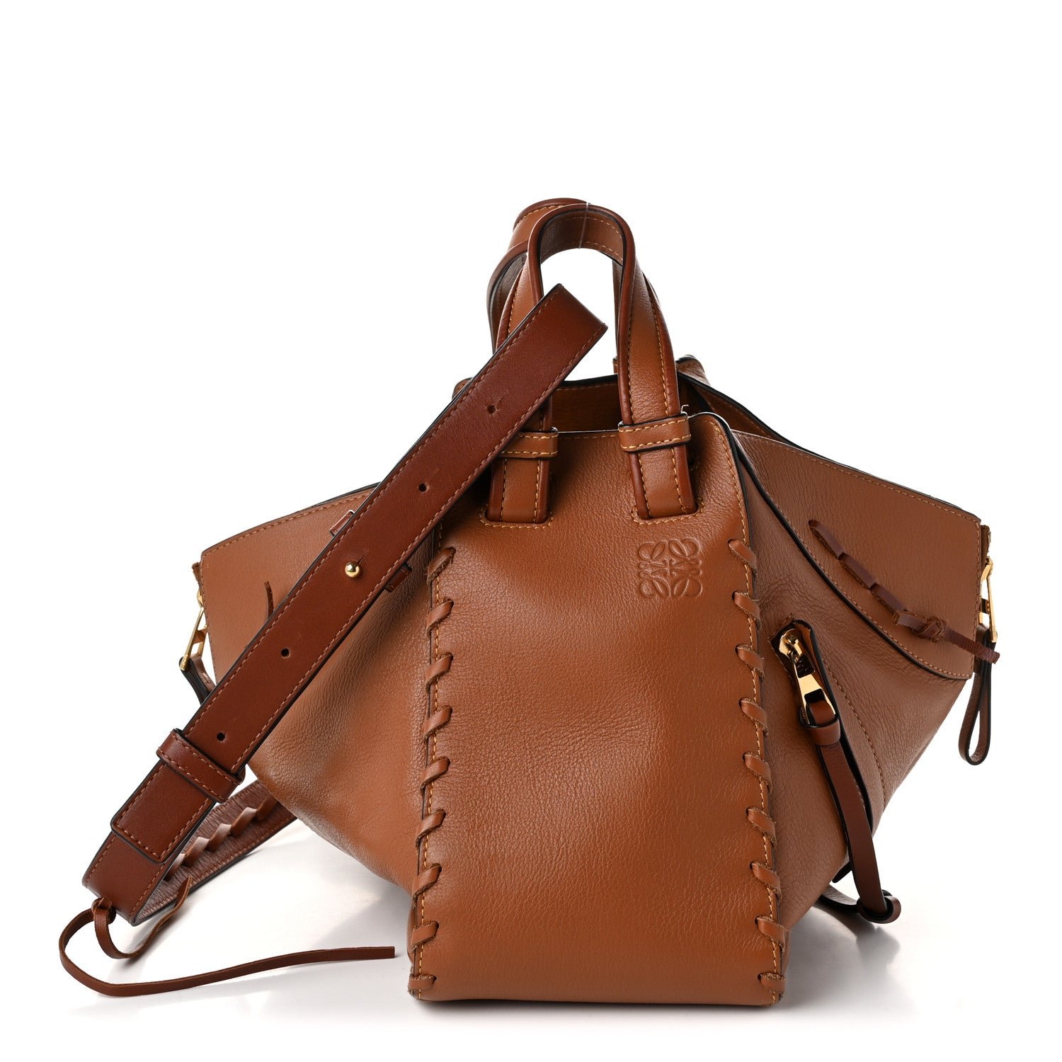 Loewe Grained Calfskin Small Whipstitch Hammock Shoulder Bag Tan