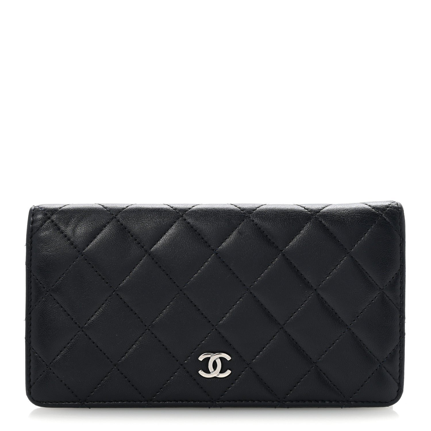 Chanel Lambskin Quilted Yen Wallet Blue