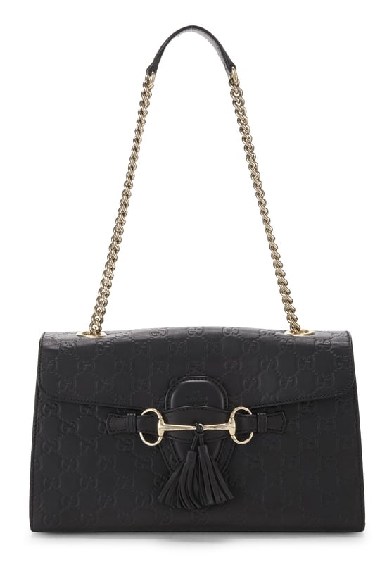 Black Guccissima Leather Emily Chain Shoulder Bag