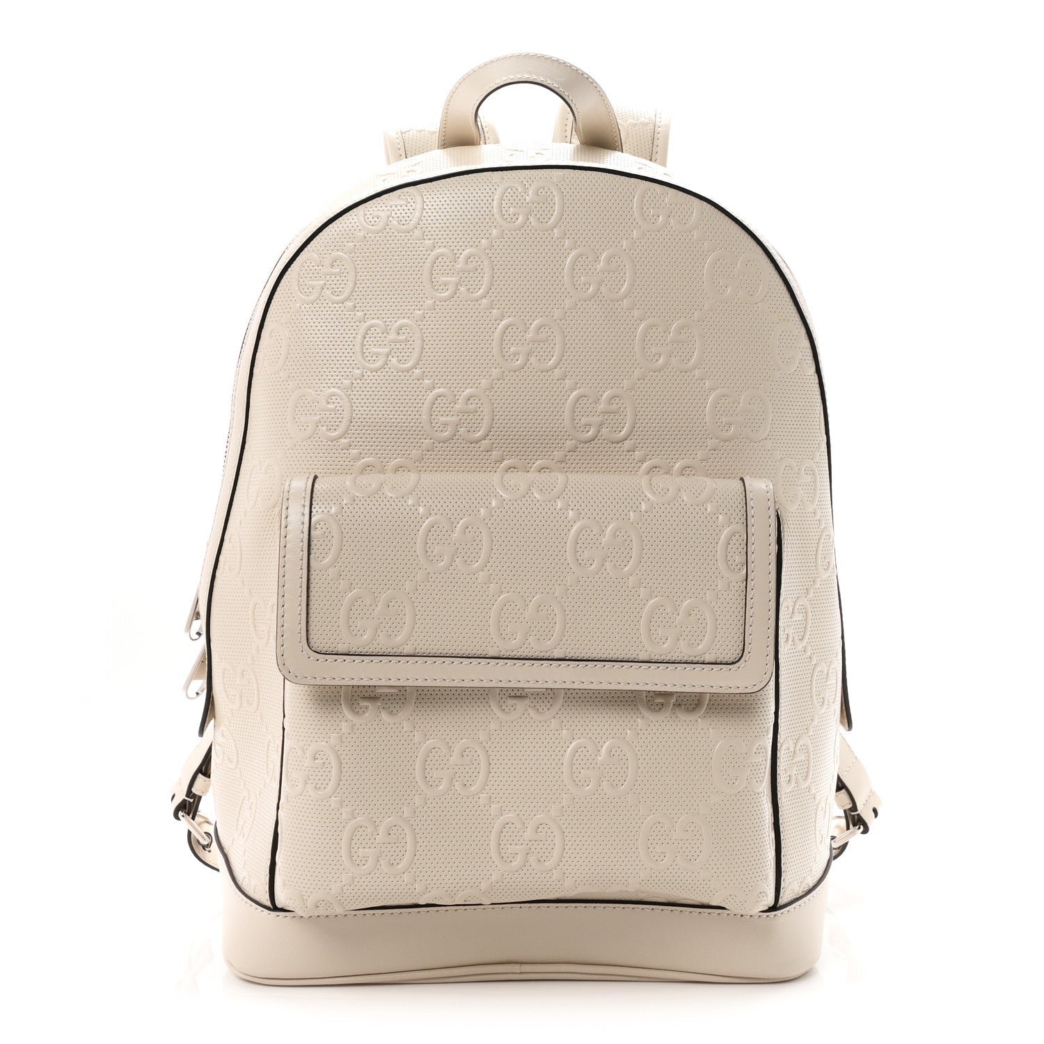 Gucci Calfskin GG Tennis Embossed Backpack Mystic White Black