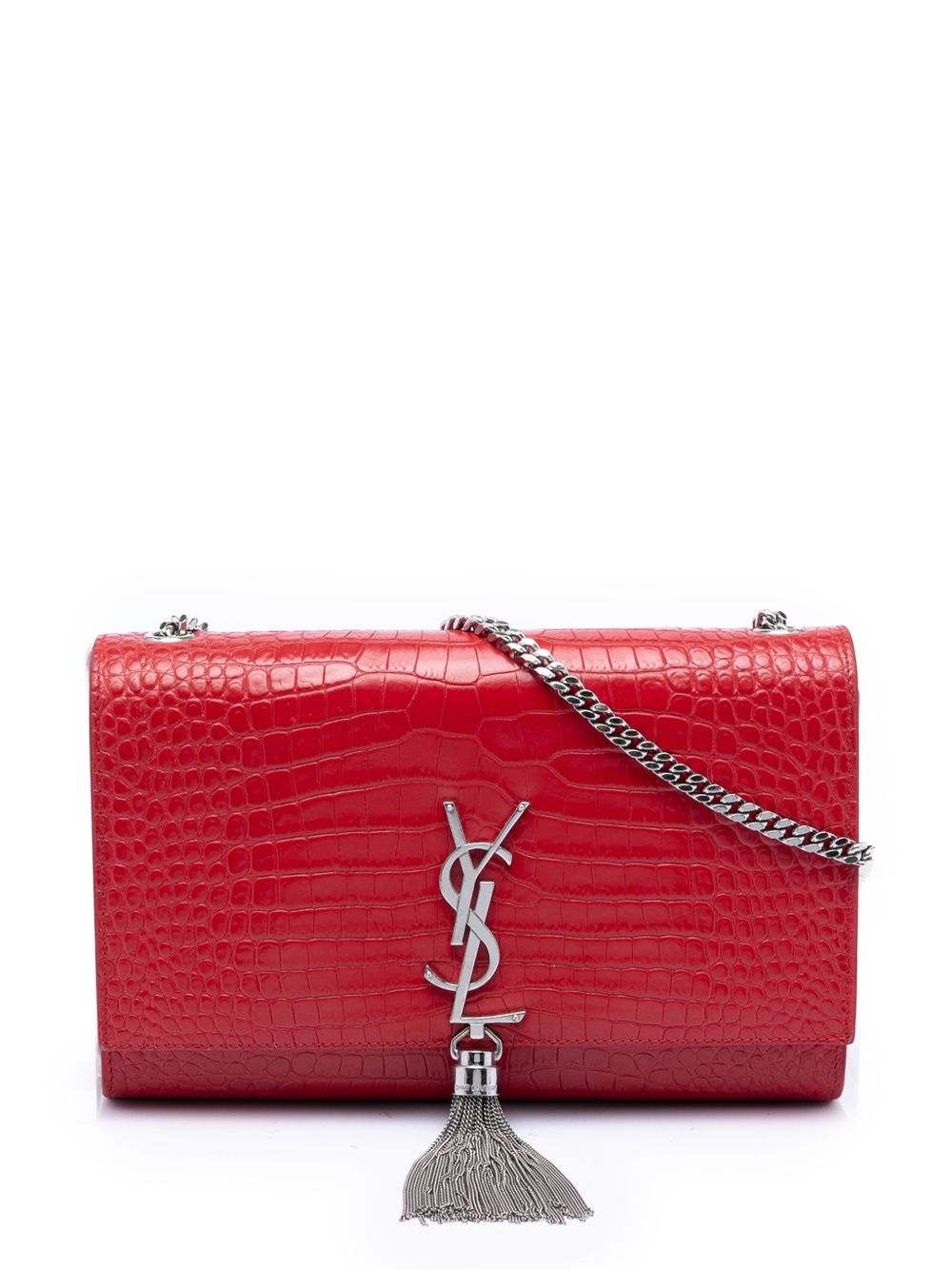 2016 Medium Croc Embossed Leather Kate Tassel crossbody bag