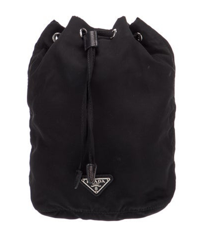 Prada Enameled Metal Triangle Bucket Bag
