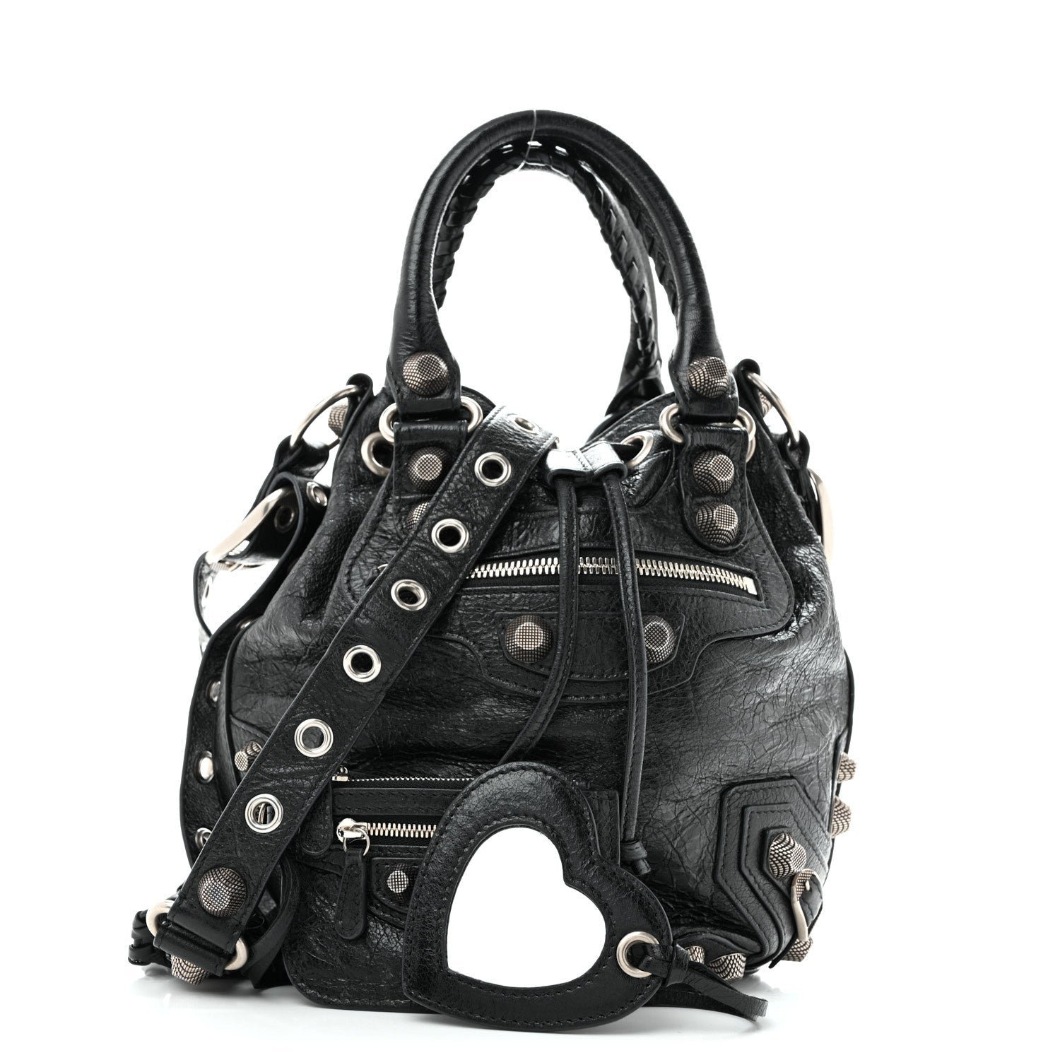 Balenciaga Agneau Arena Small Le Cagole Bucket Bag  Black