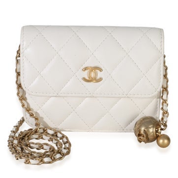 Leather Pearl Crush Clutch With Chain