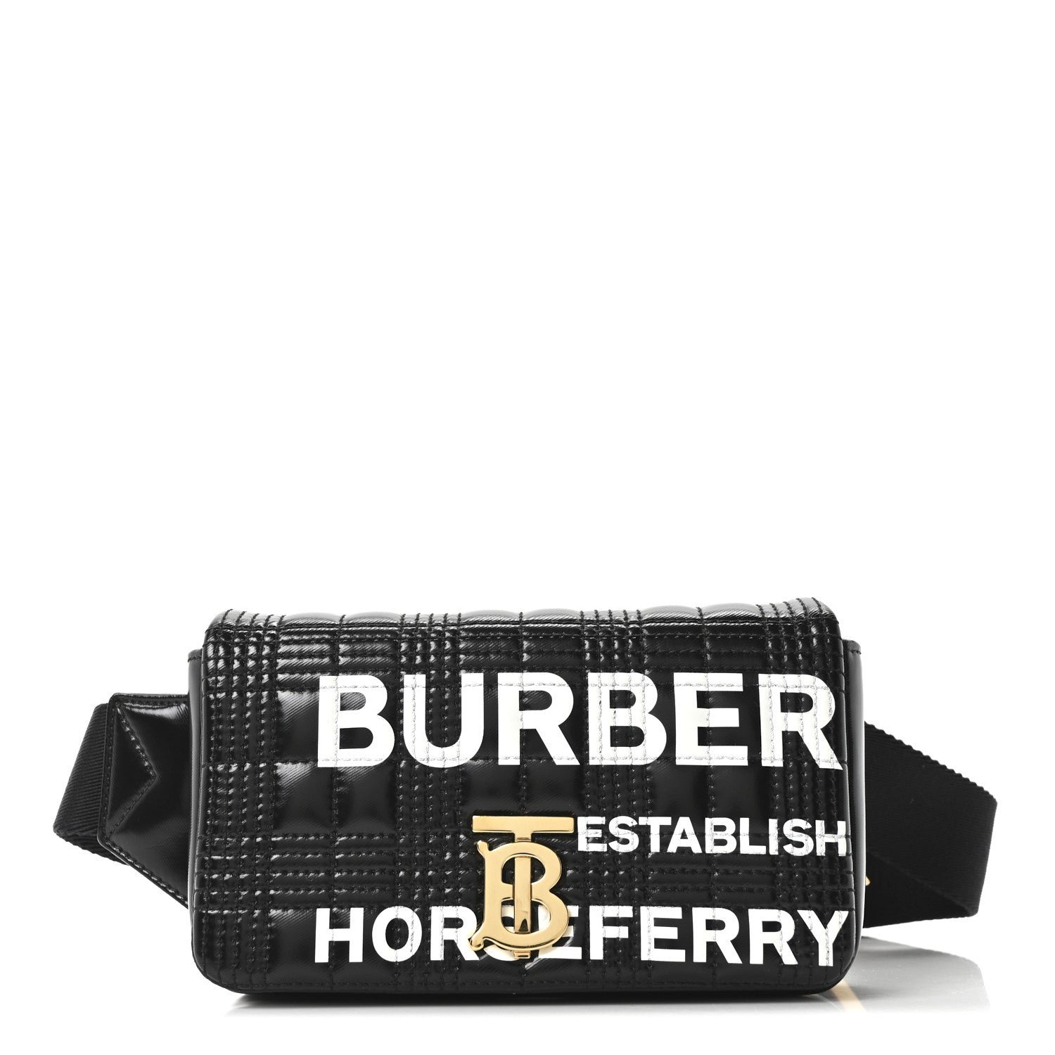 Burberry Burberry Patent Quilted Horseferry Print Lola Bum Bag Black