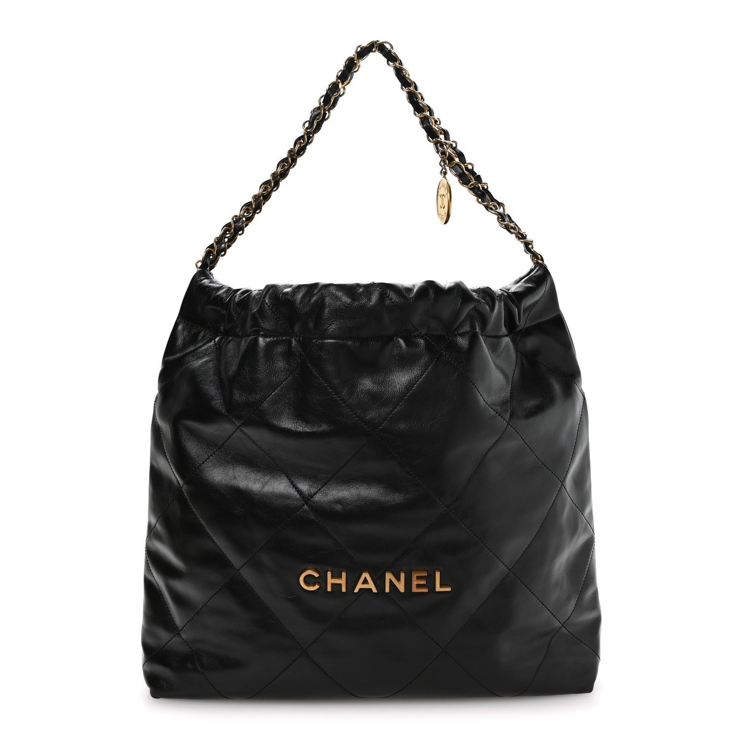 Chanel Shiny Calfskin Quilted Chanel 22 Black