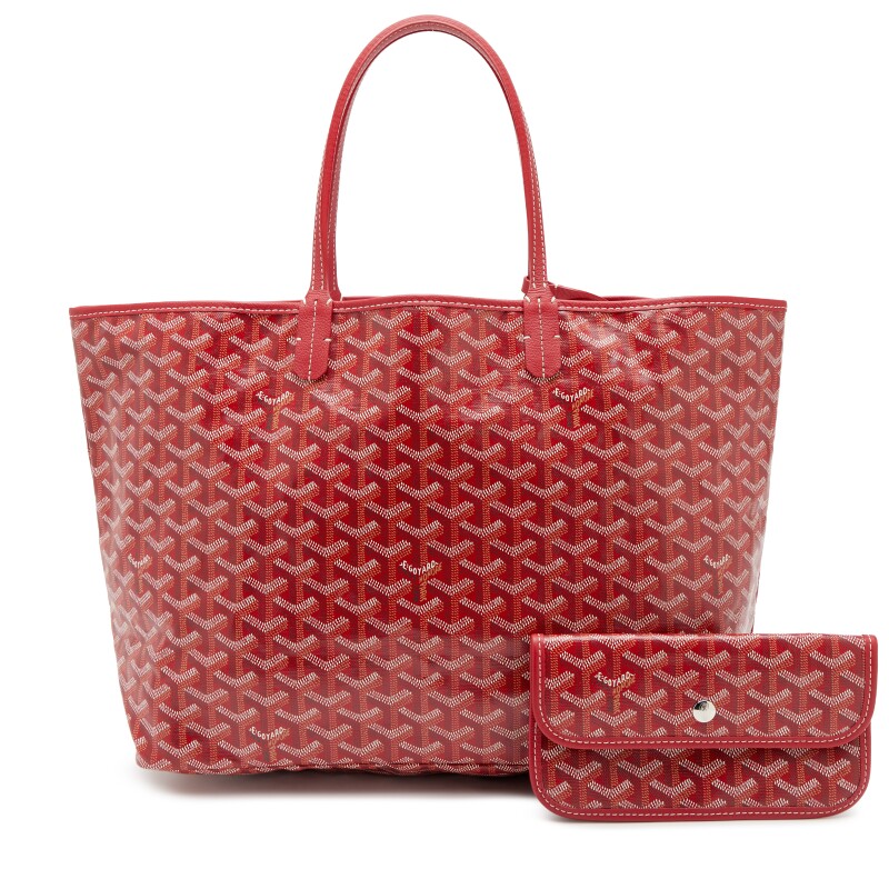 Red Goyardine Canvas and Chevroches Calfskin Saint Louis PM Bag, 2024