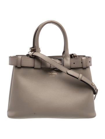 Saffiano Lux Leather Soft Grain Buckle Bag With Belt Small
